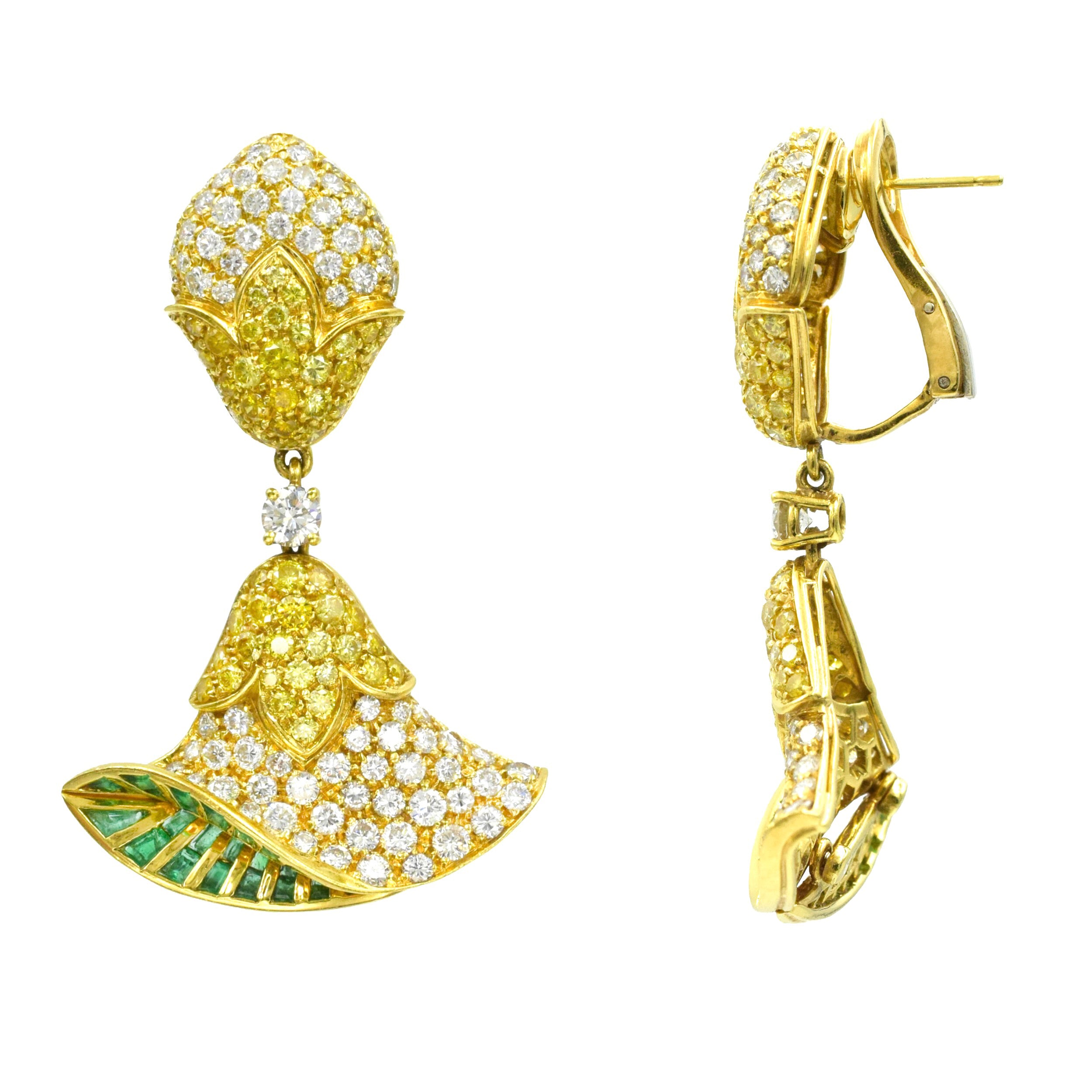 Fancy Intense Yellow & White Diamond Belle Flower Earrings