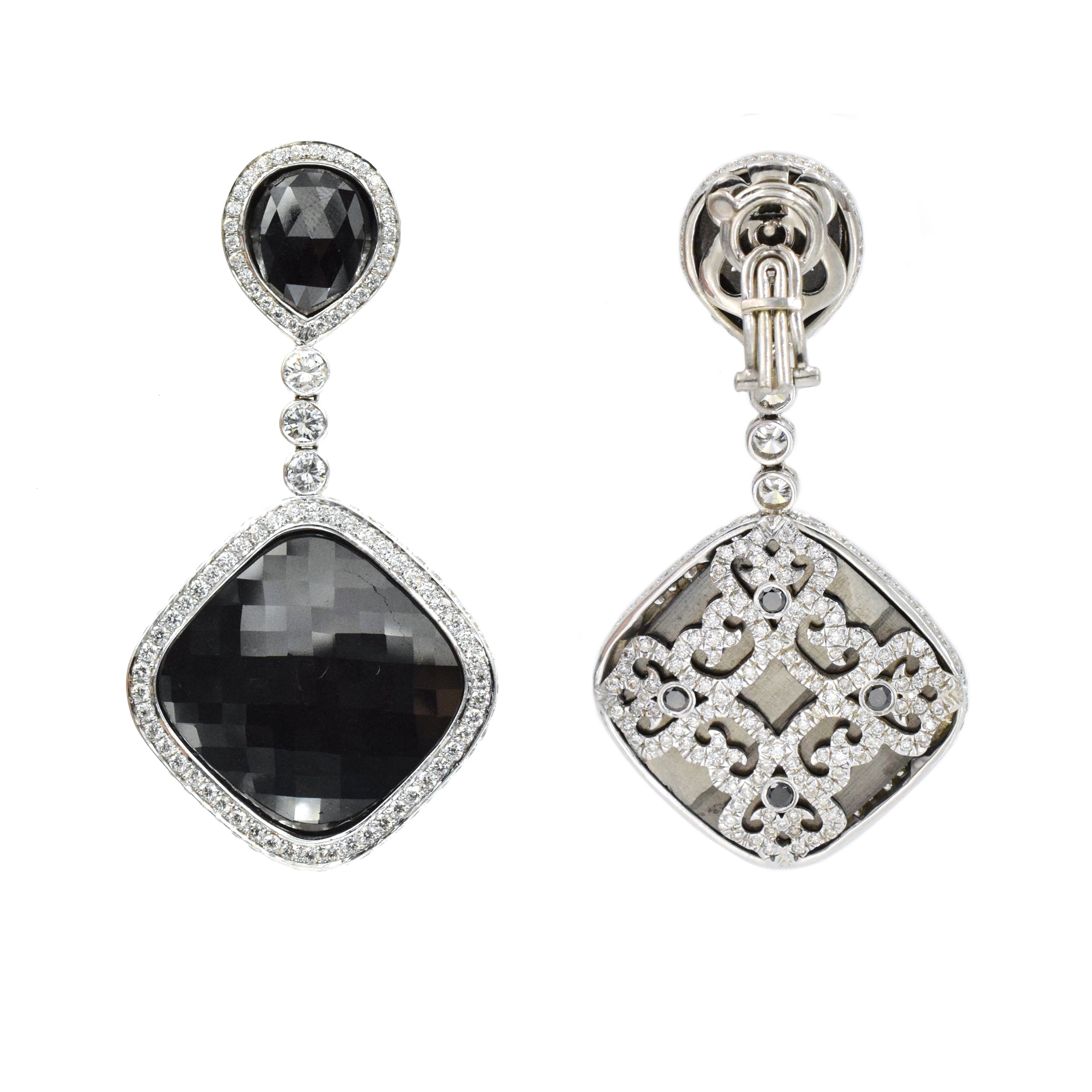 48.42ct. Black & White Diamond Pendant Earrings