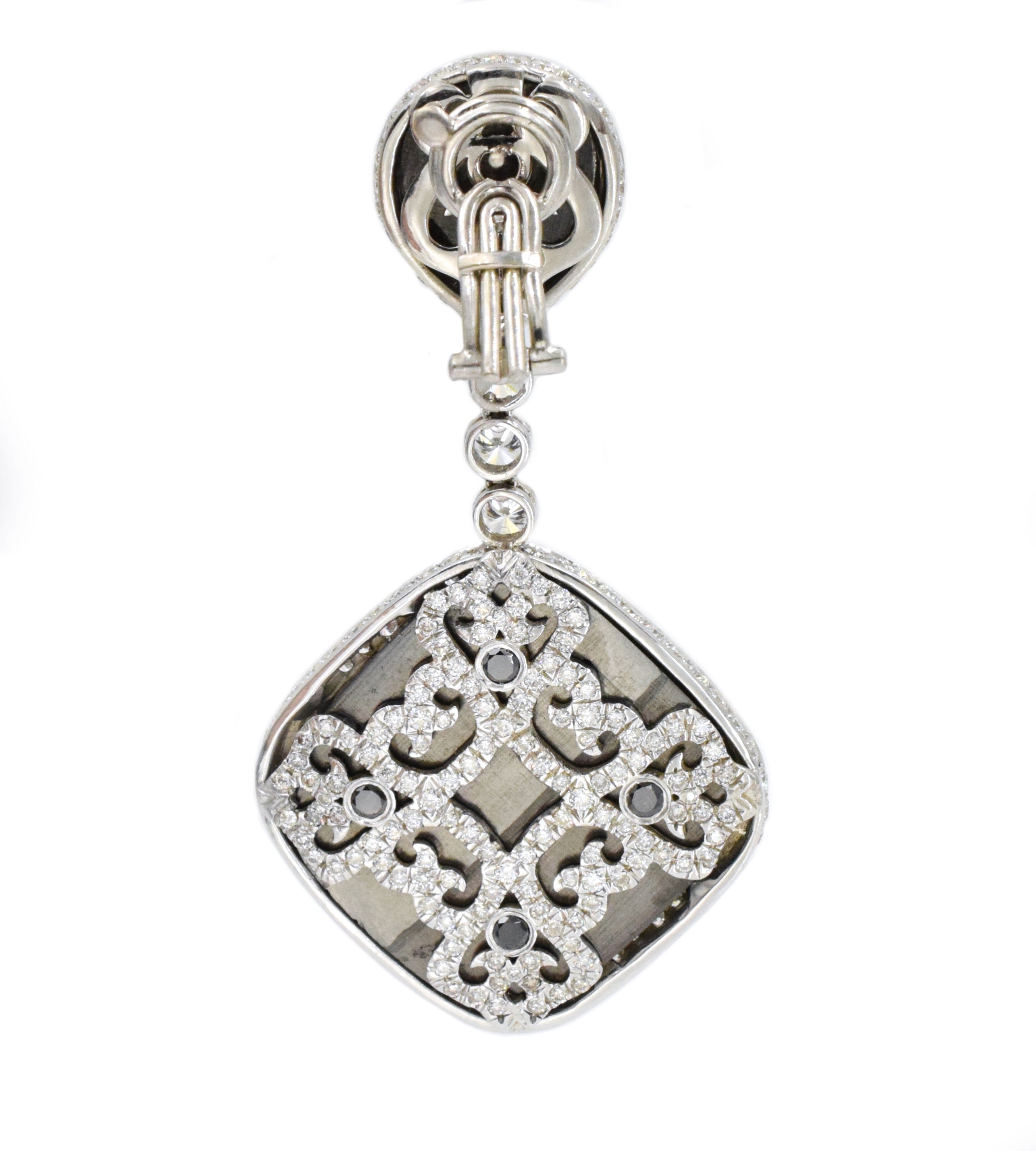 48.42ct. Black & White Diamond Pendant Earrings