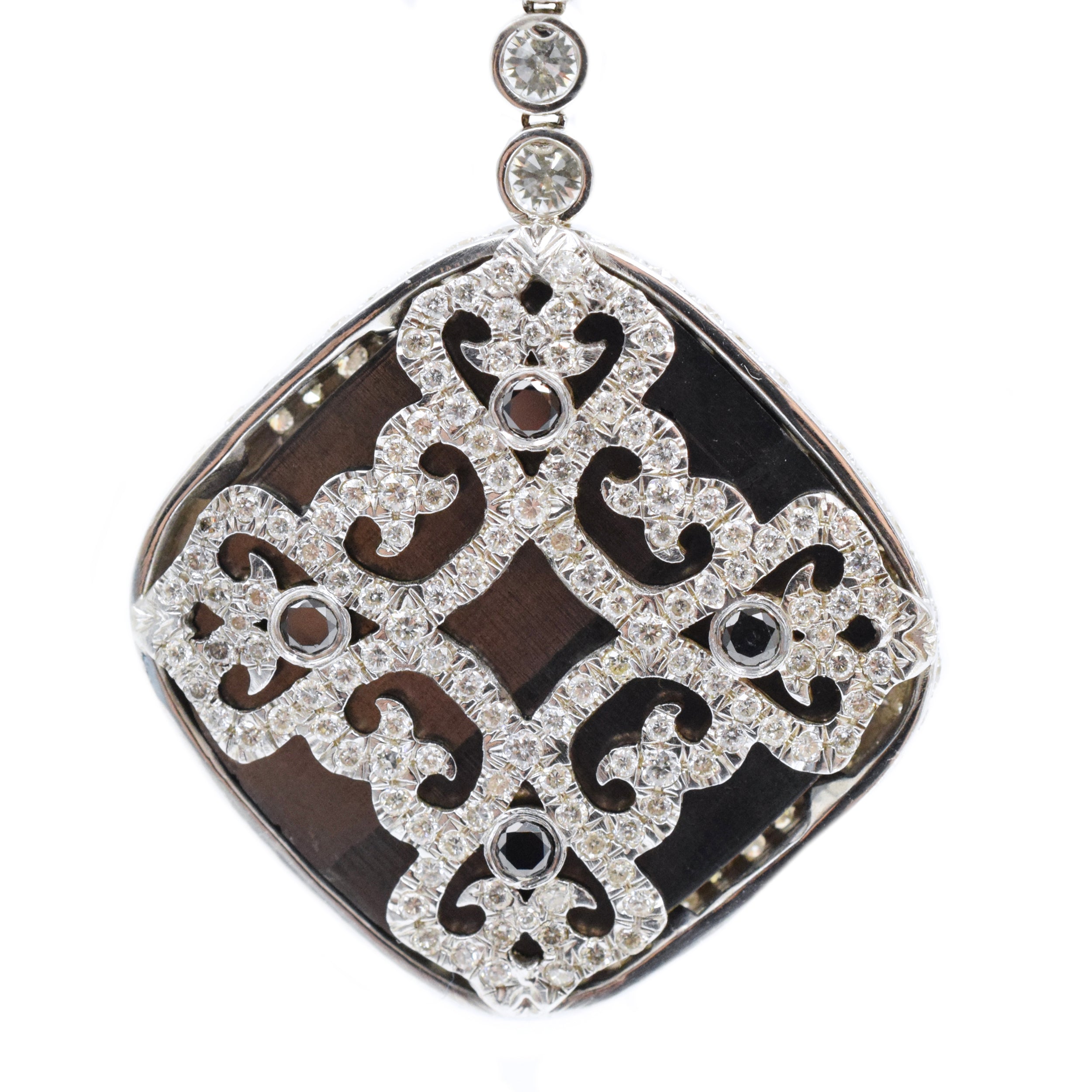 48.42ct. Black & White Diamond Pendant Earrings