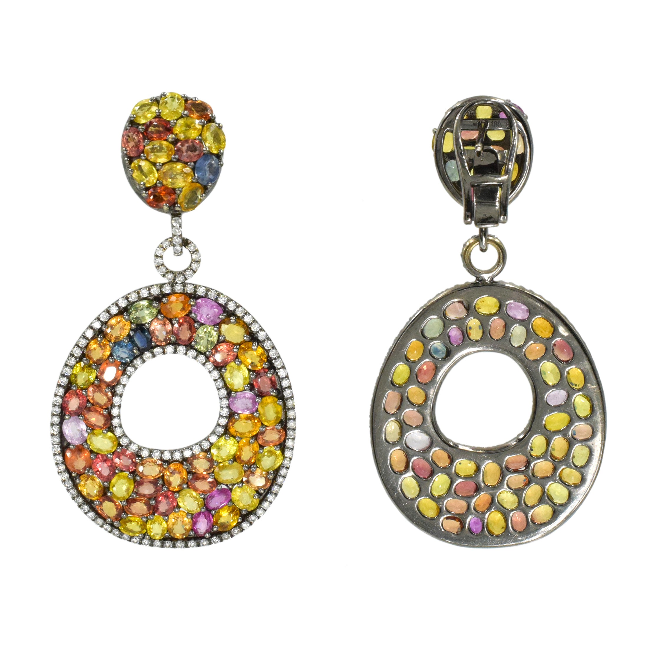 Vibrant Diamond & Multi-Gem Doorknocker Style Earrings
