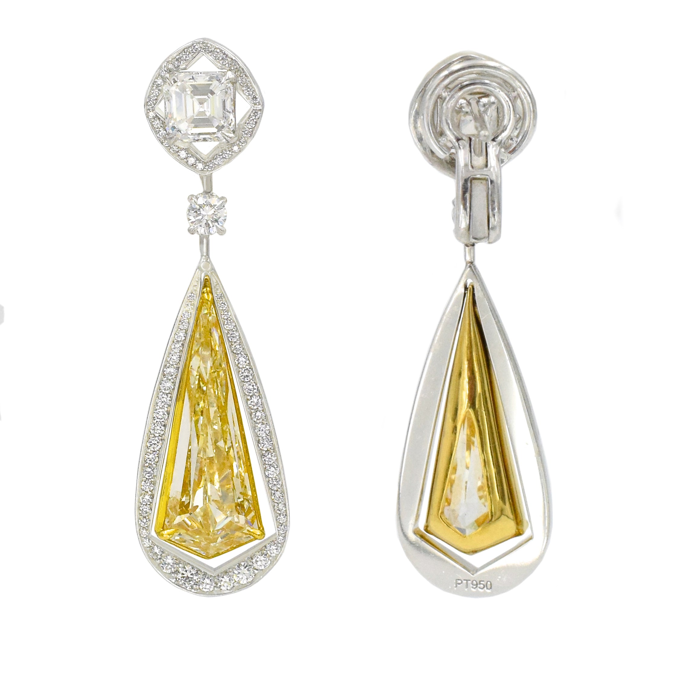10.49ct Natural Light Fancy Yellow Diamond Pendant Earrings