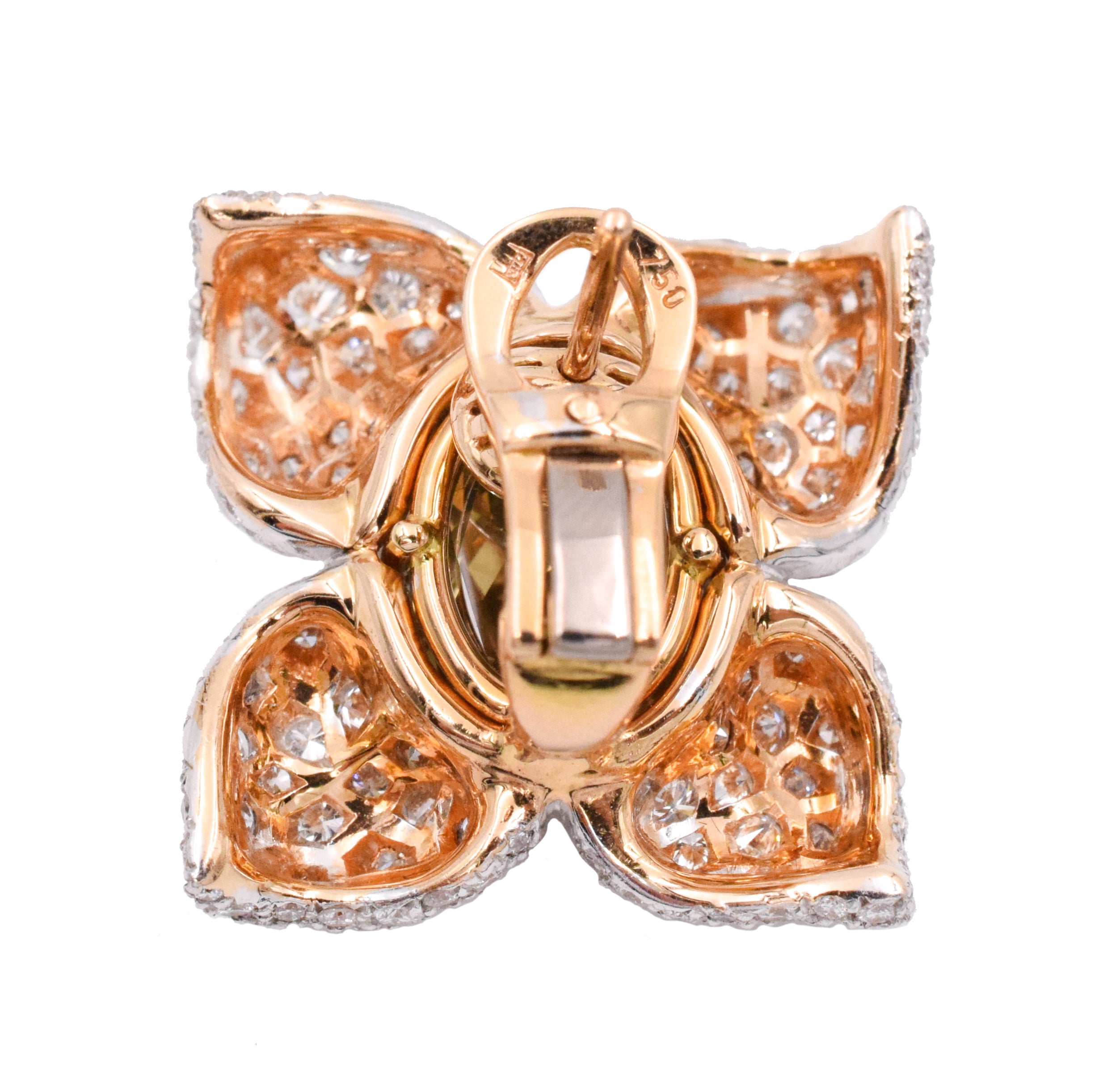 13.45ct Natural Fancy Colored & White Diamond Flower Earrings