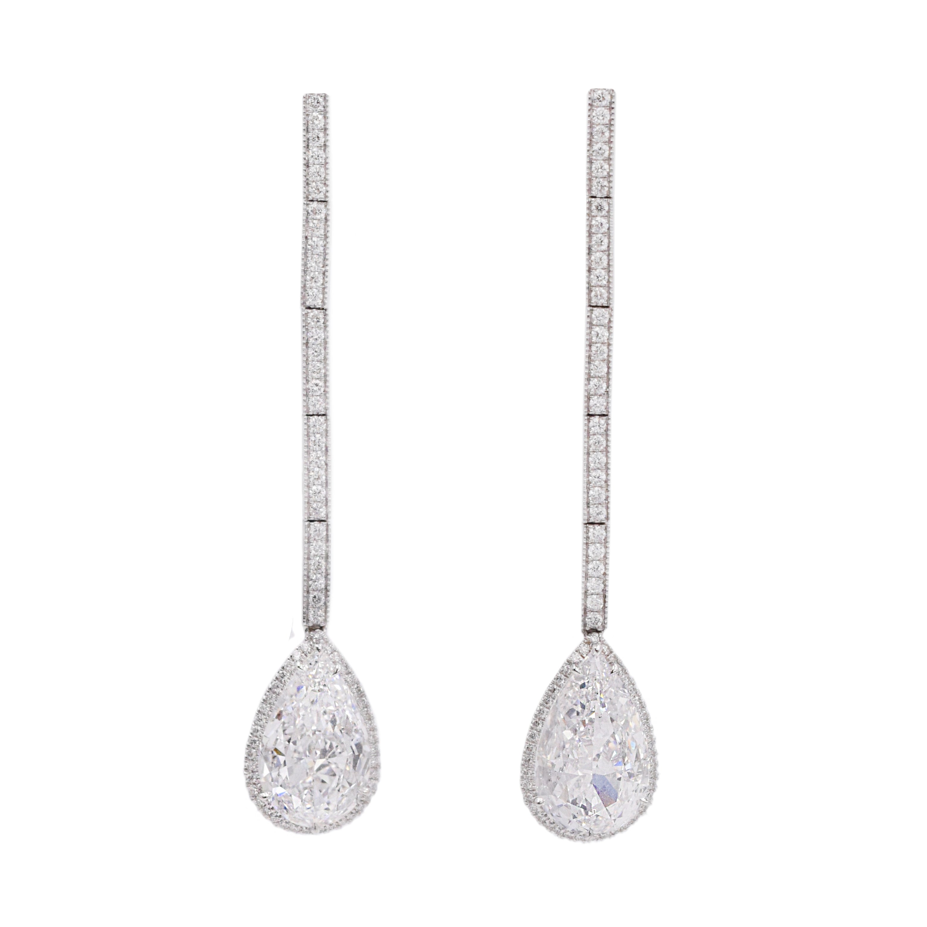 6.70ct Diamond Drop Earrings in Platinum by Nally Jewels