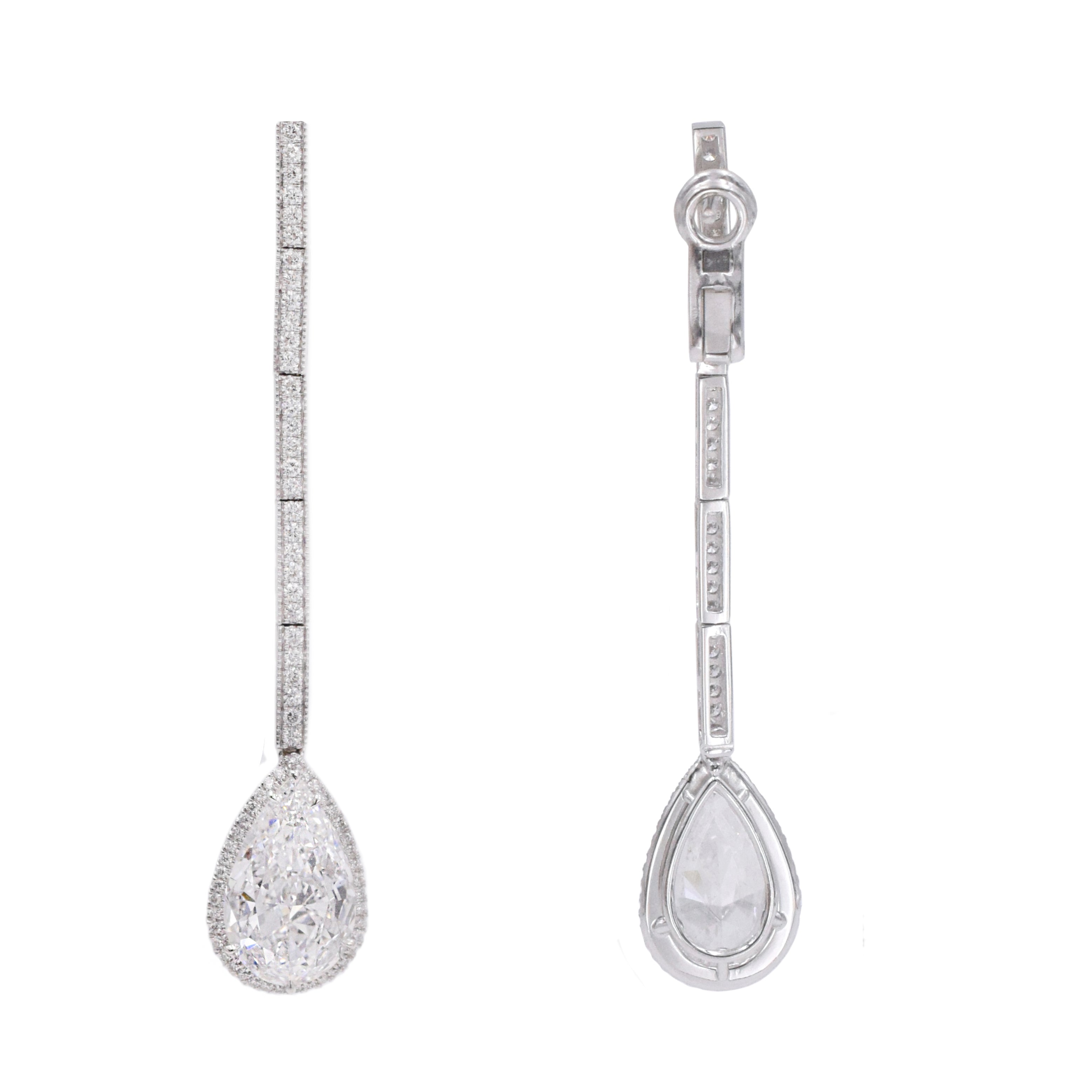 6.70ct Diamond Drop Earrings in Platinum by Nally Jewels