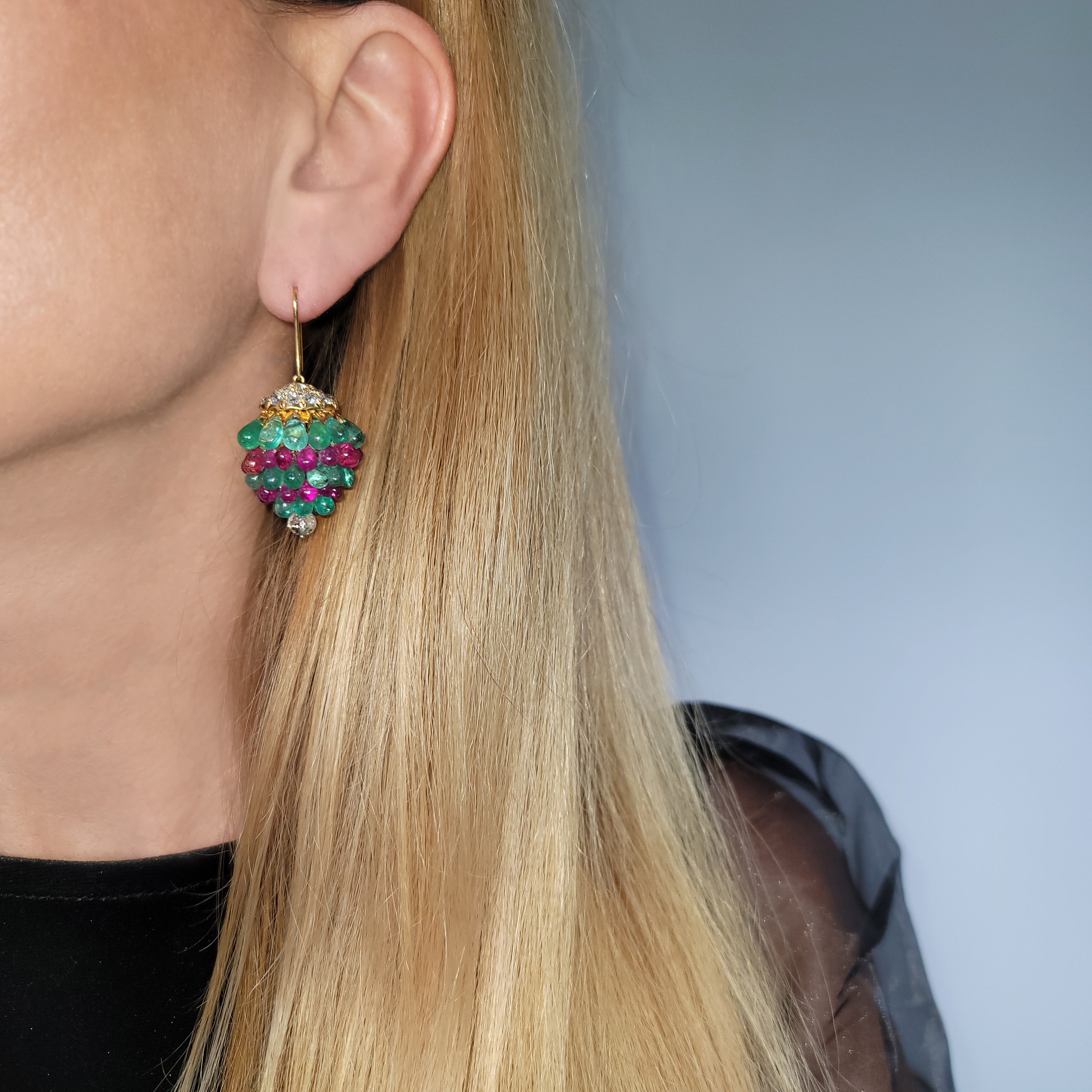 Art Deco Diamond and Gem Drop Earrings