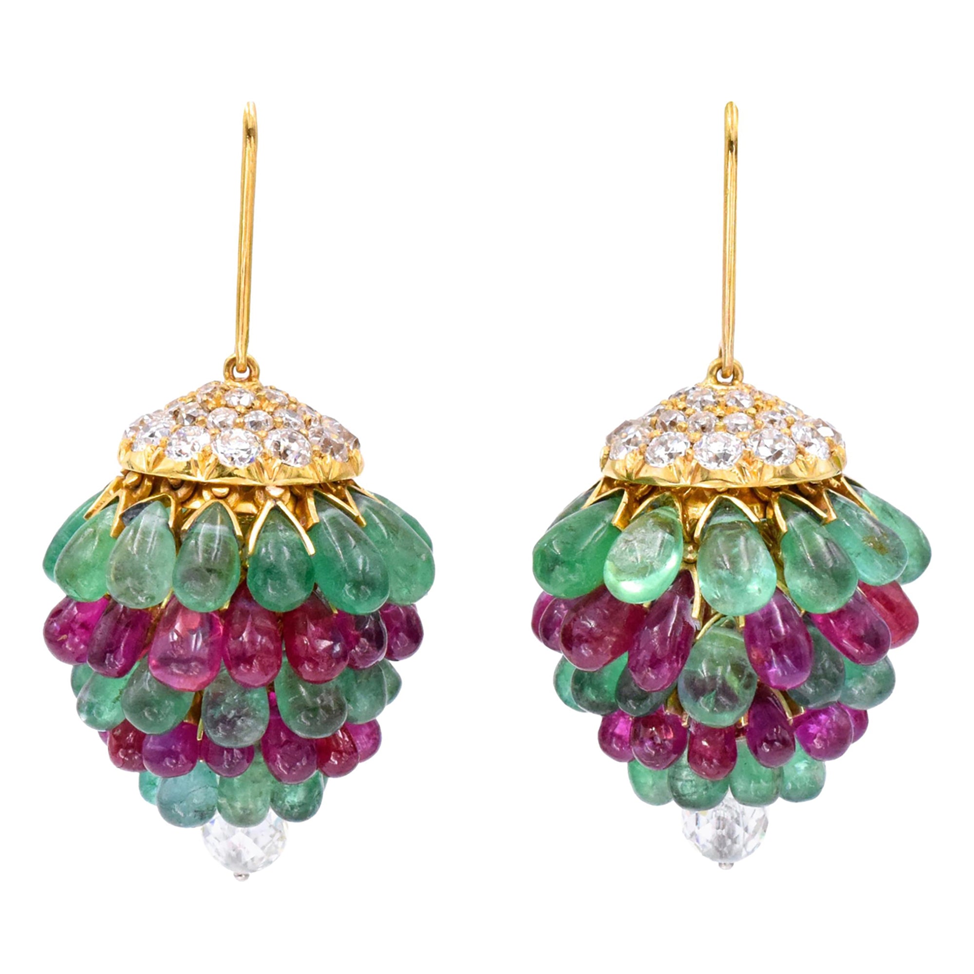 Art Deco Diamond and Gem Drop Earrings