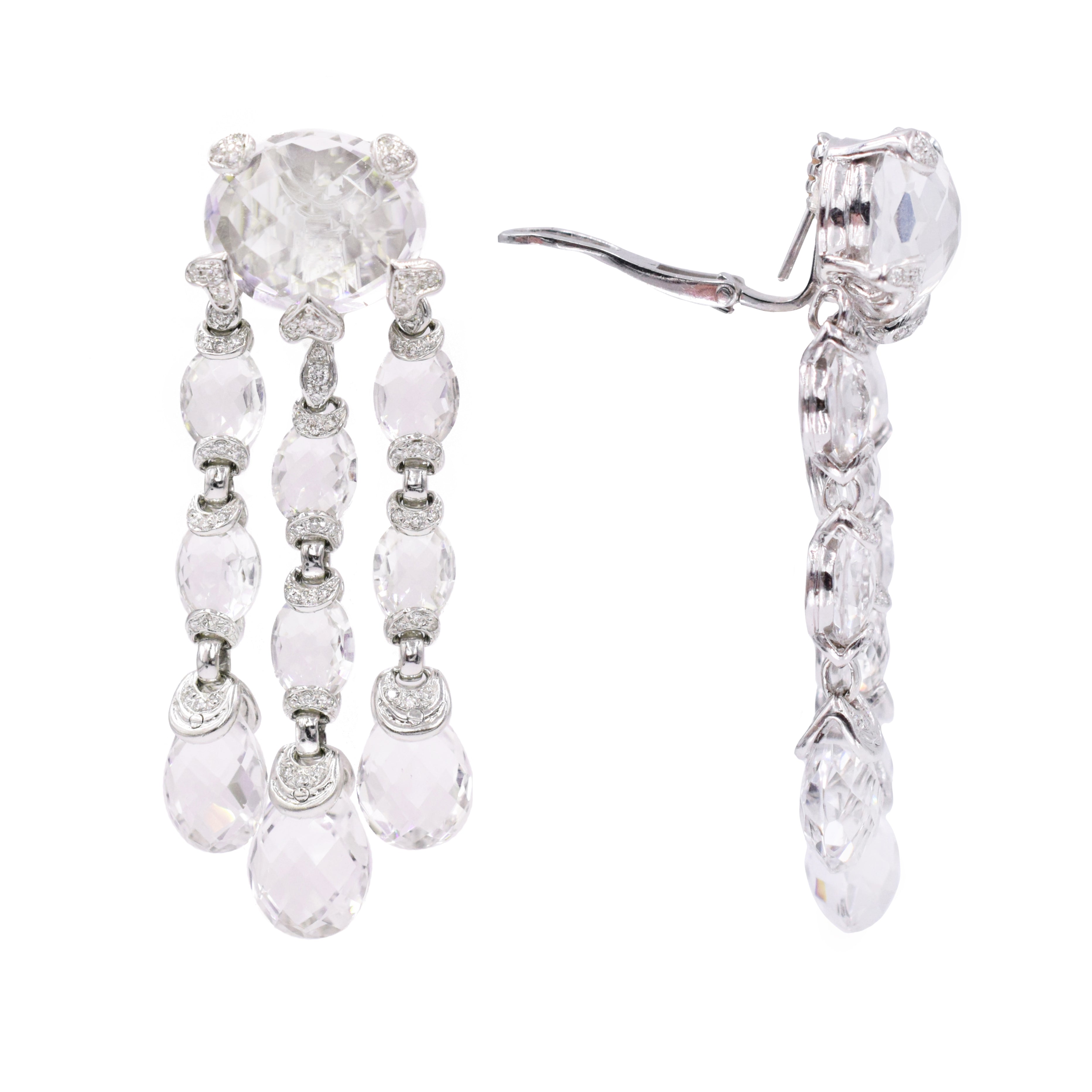 Diamond & Crystal Chandelier Earrings in 18k White Gold
