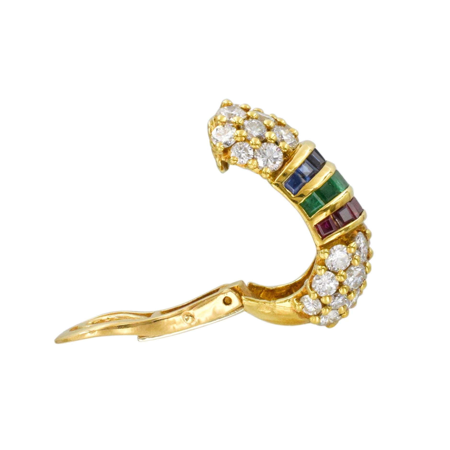 1980's Diamond & Multi Gem Hoop Earrings by Van Cleef & Arpels