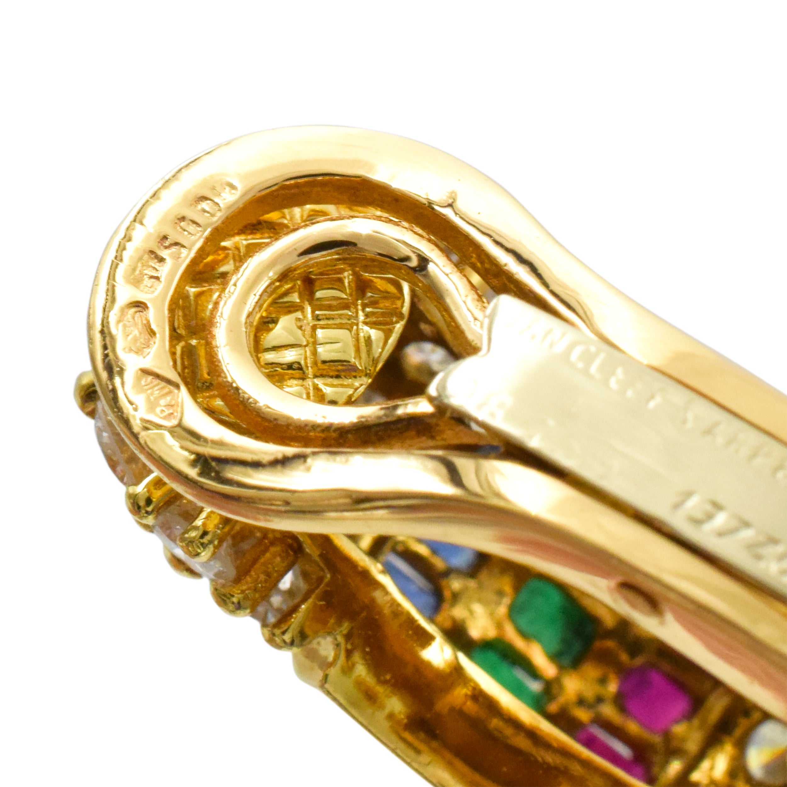 1980's Diamond & Multi Gem Hoop Earrings by Van Cleef & Arpels