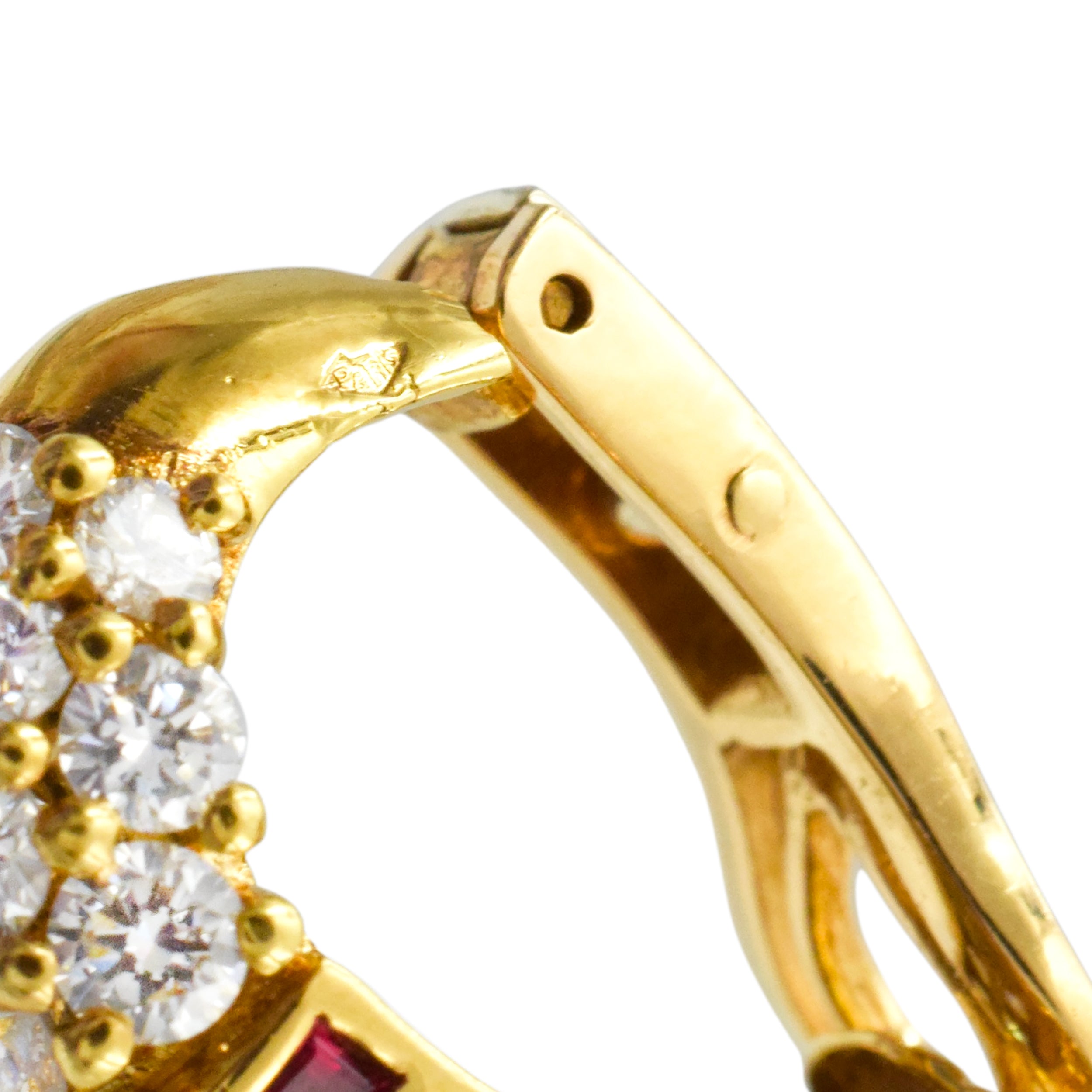 1980's Diamond & Multi Gem Hoop Earrings by Van Cleef & Arpels