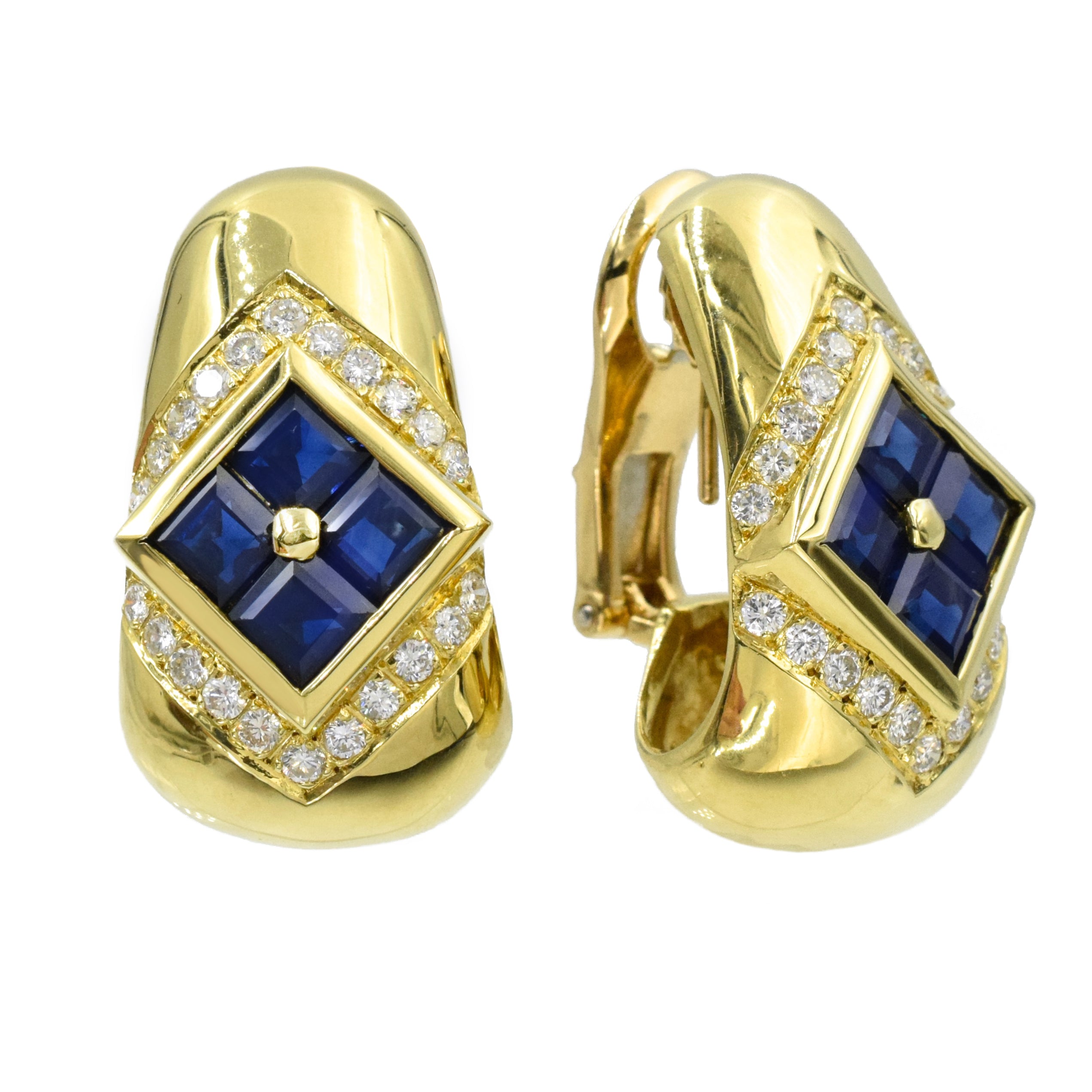 4.70ct Vintage Sapphire & Diamond Hoop Earrings