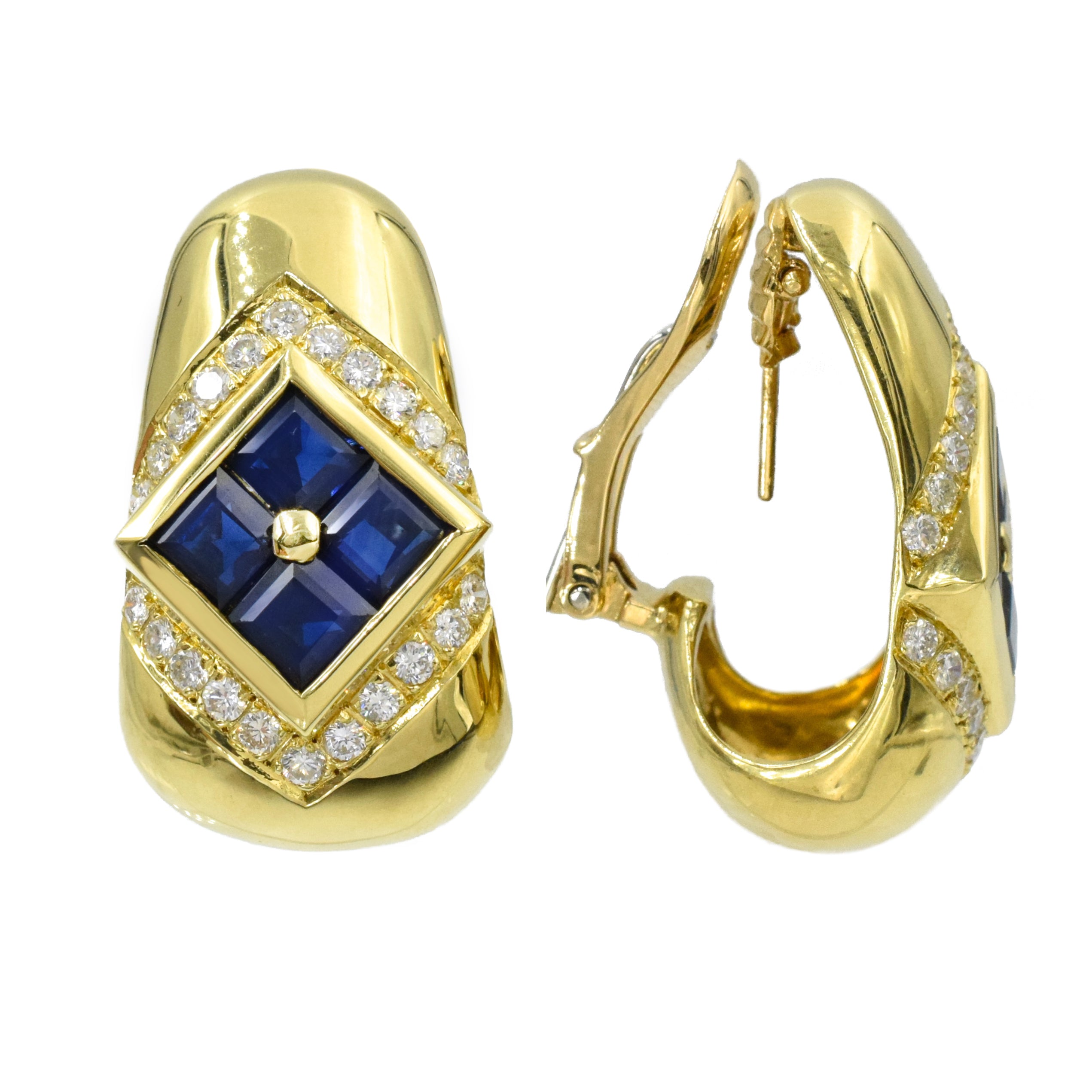 4.70ct Vintage Sapphire & Diamond Hoop Earrings