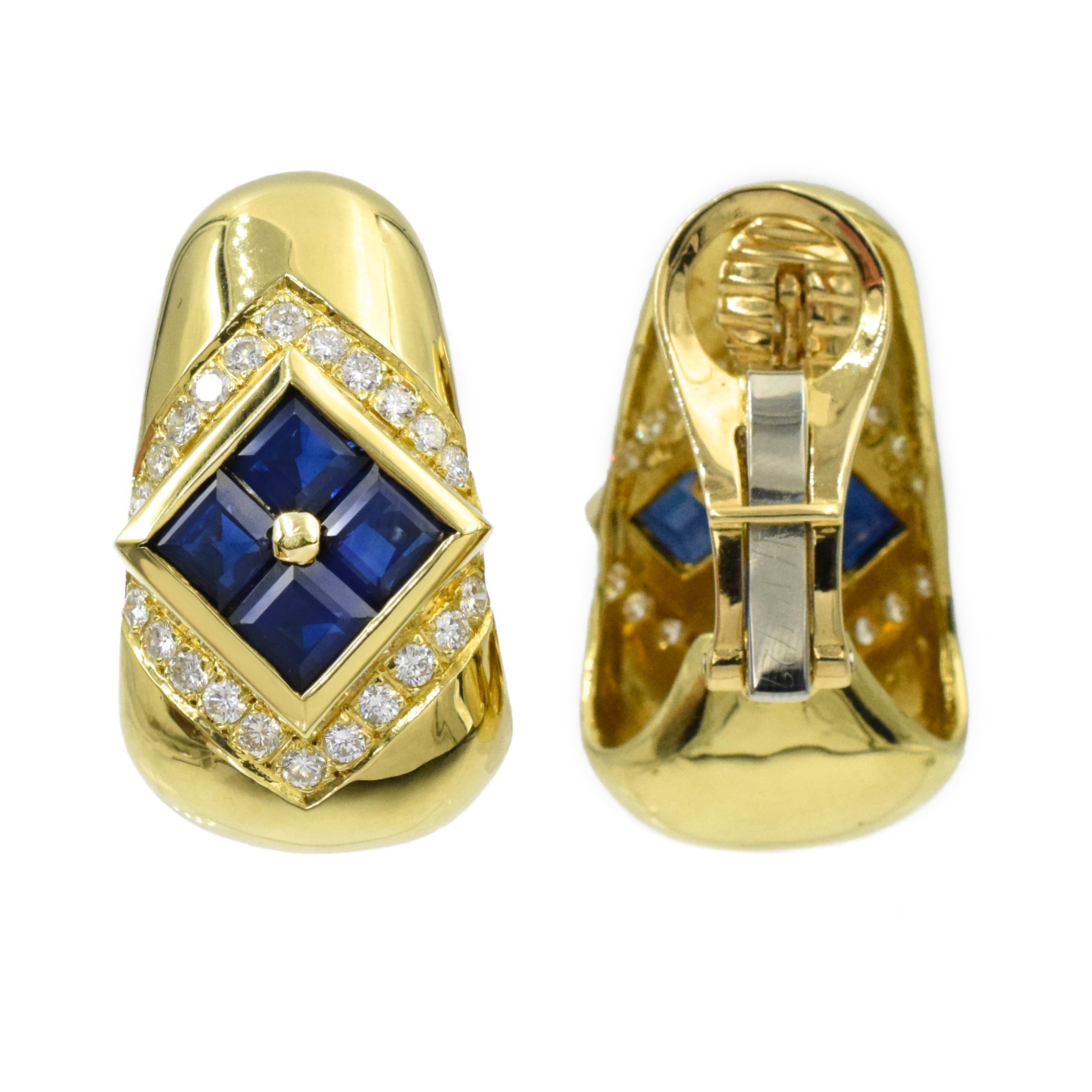 4.70ct Vintage Sapphire & Diamond Hoop Earrings