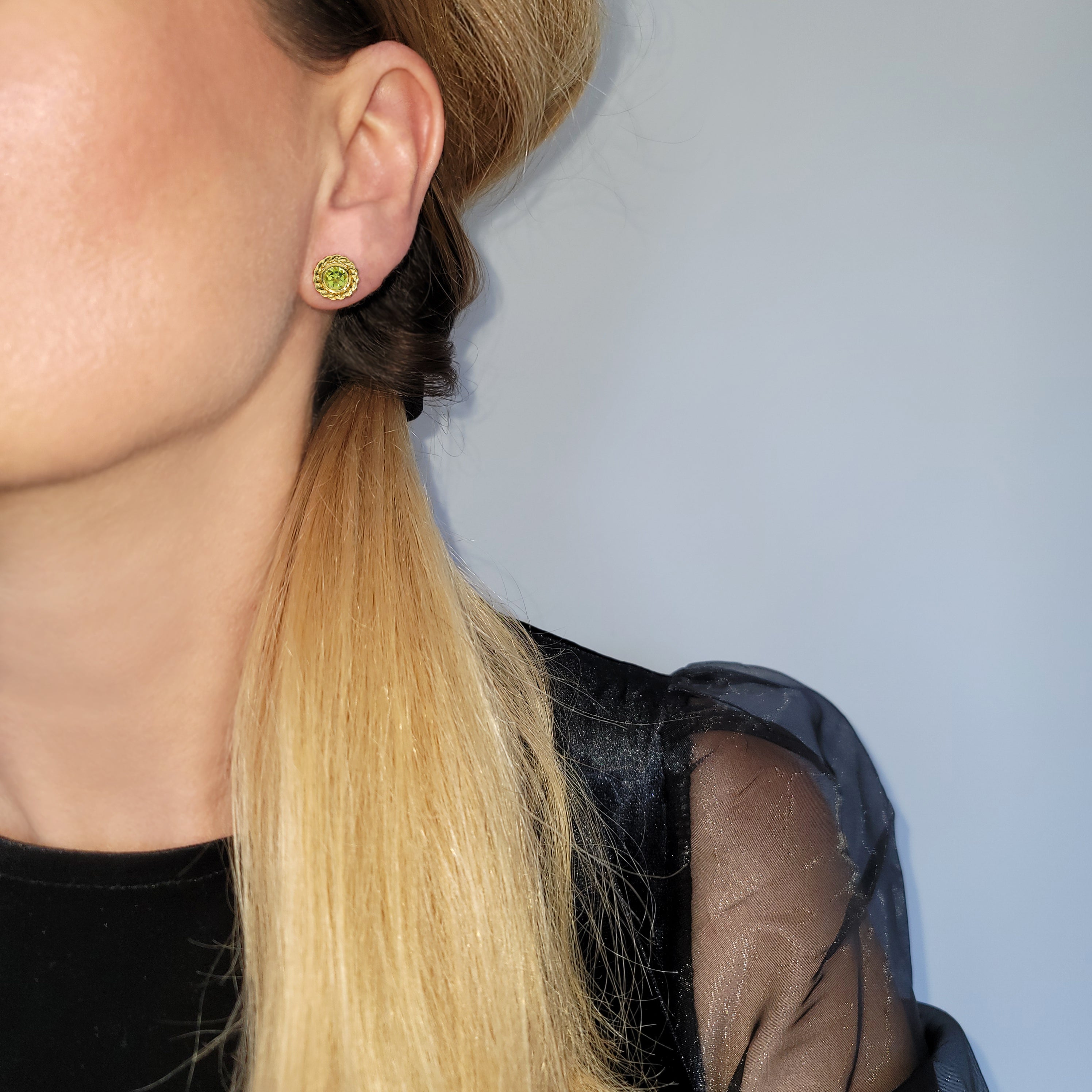 Tiffany & Co 1.60ct Peridot Stud Earrings in 18k Yellow Gold