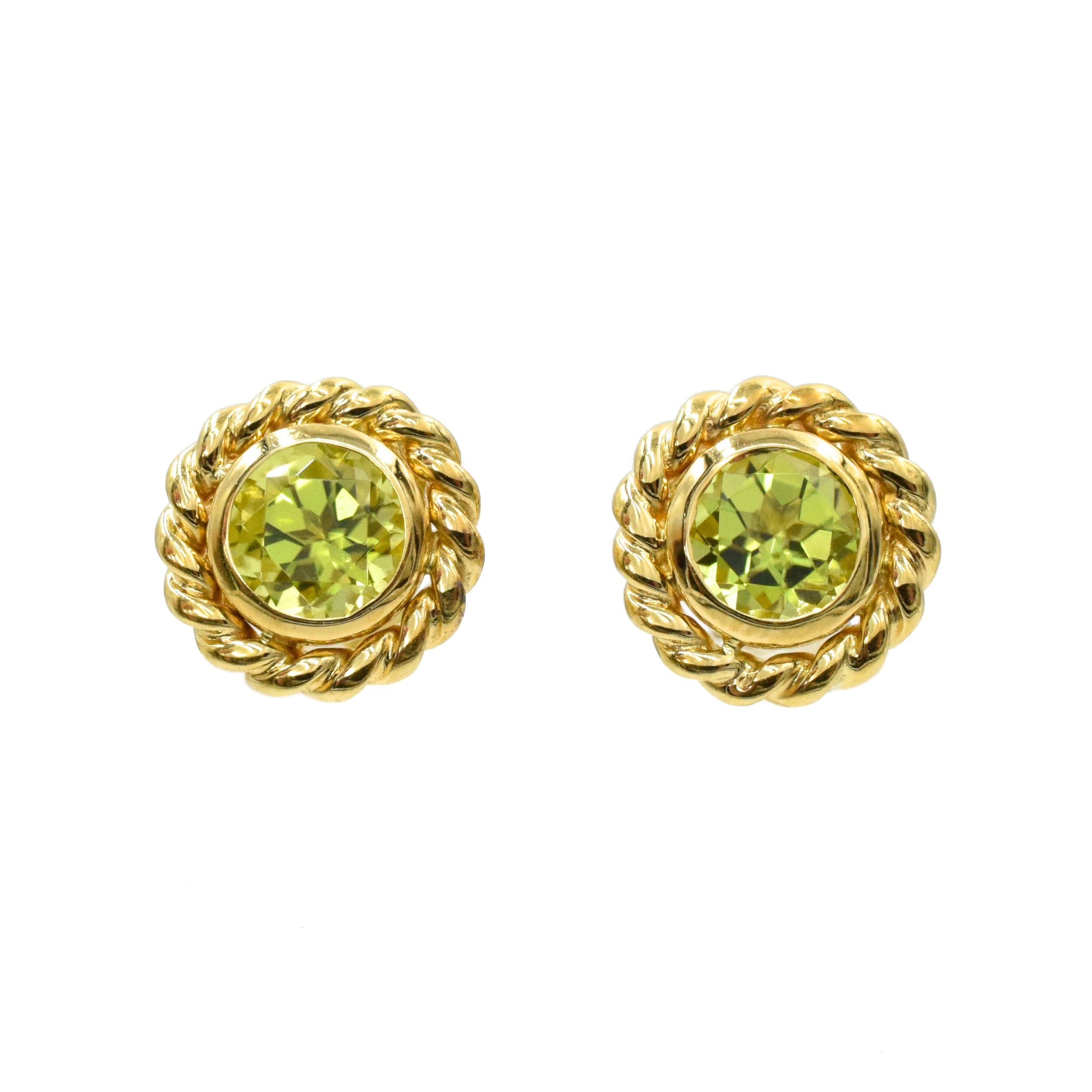 Tiffany & Co 1.60ct Peridot Stud Earrings in 18k Yellow Gold