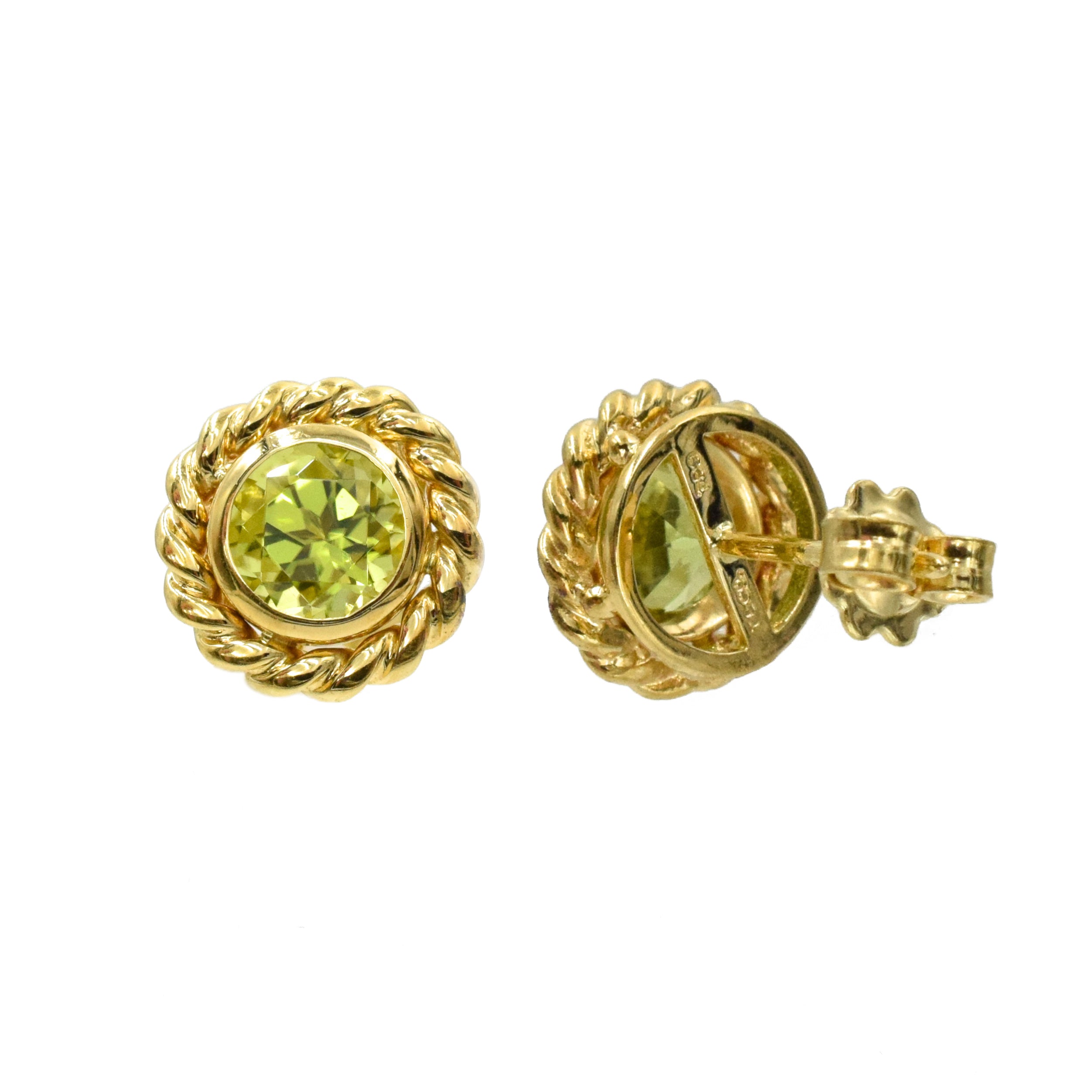 Tiffany & Co 1.60ct Peridot Stud Earrings in 18k Yellow Gold