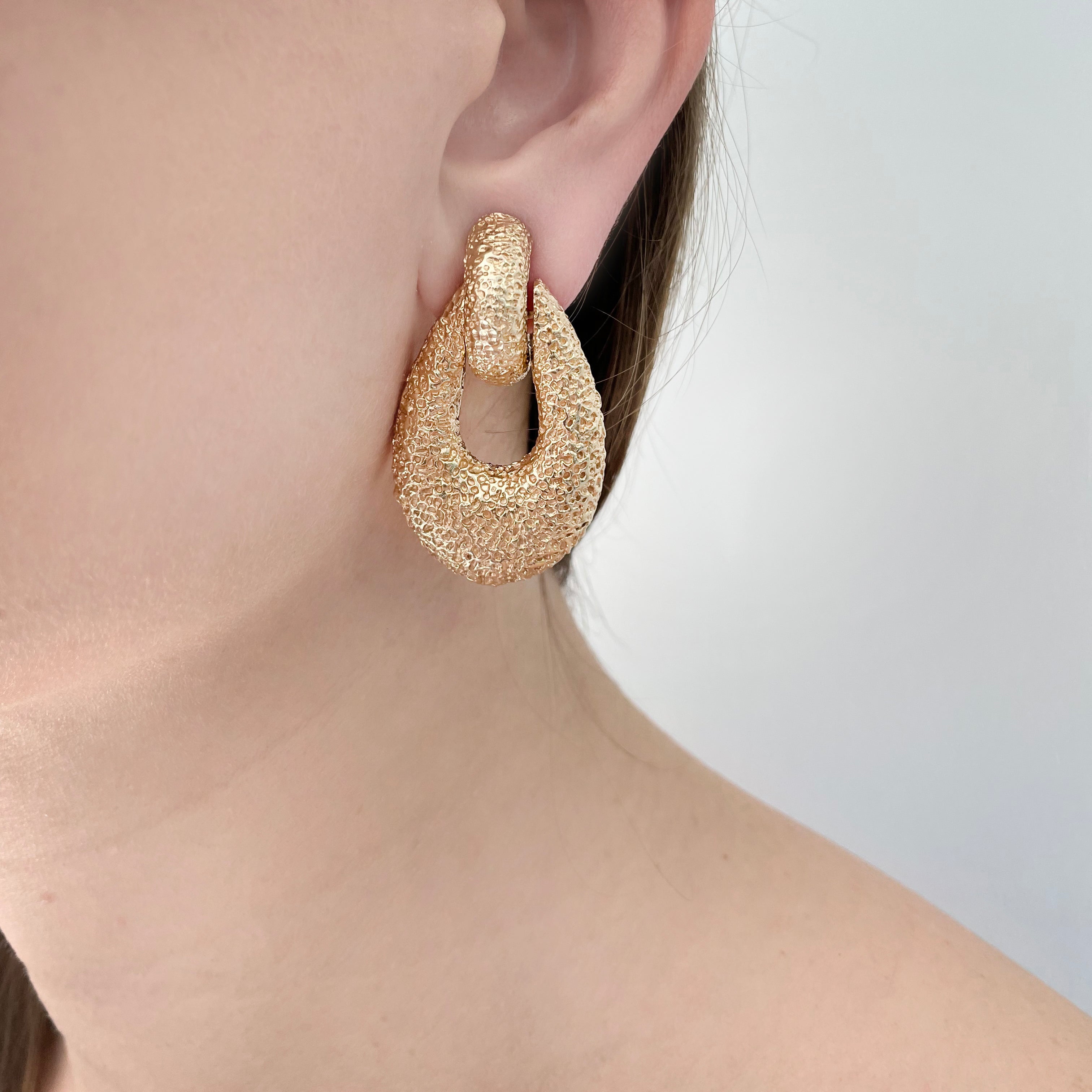 14k Yellow Gold Doorknocker Earrings