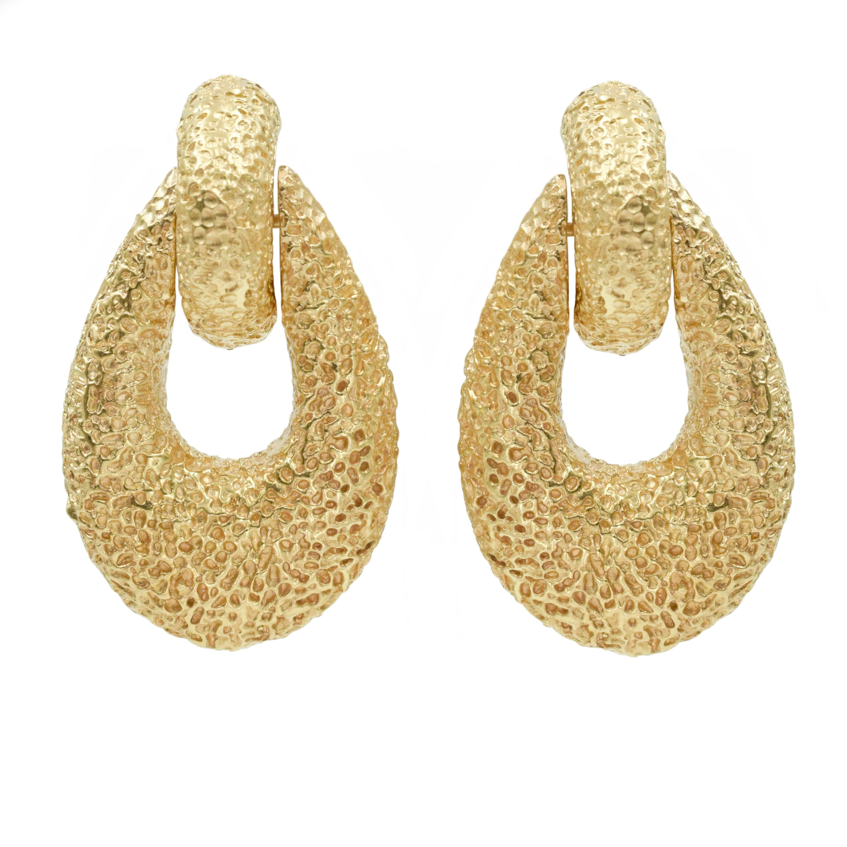 14k Yellow Gold Doorknocker Earrings