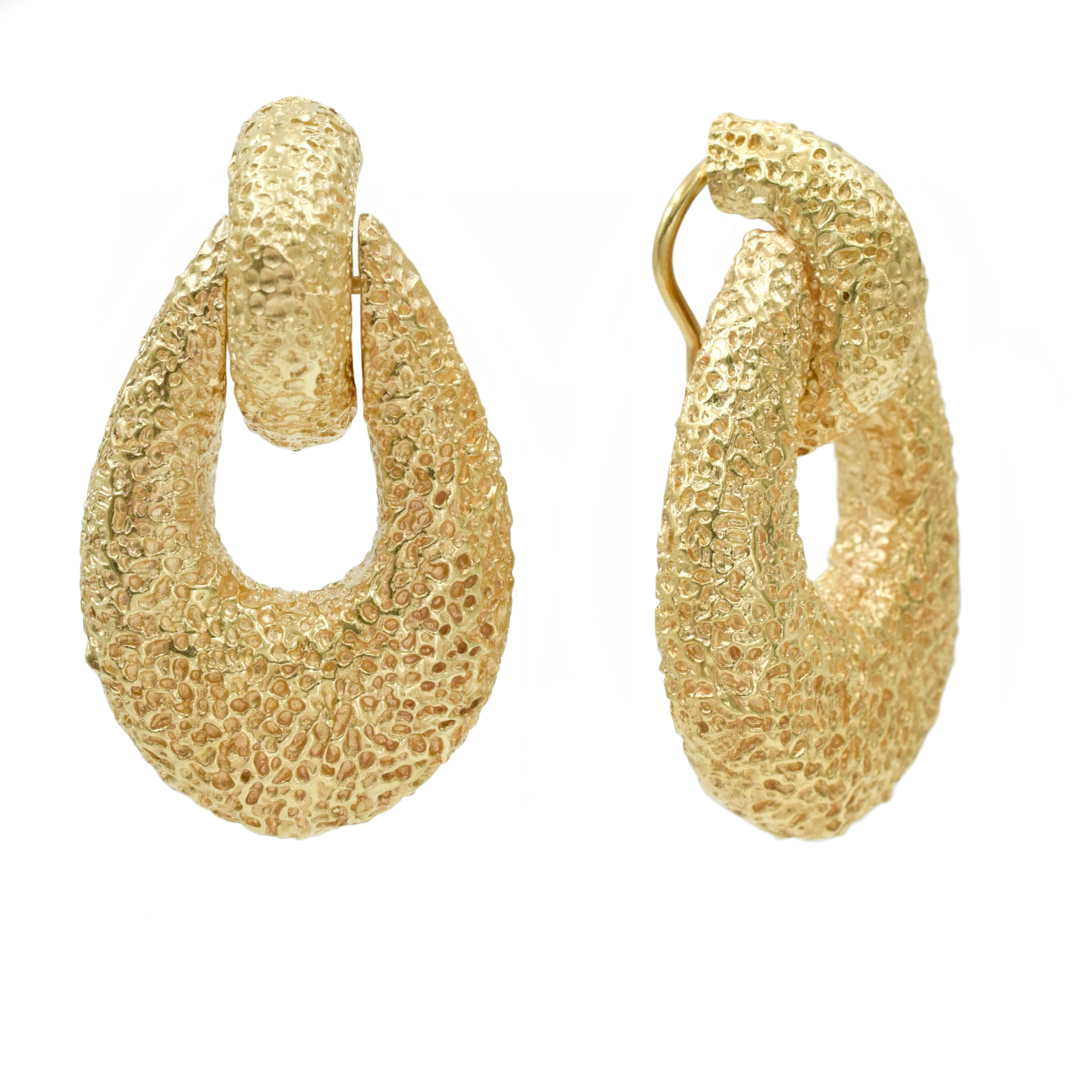 14k Yellow Gold Doorknocker Earrings