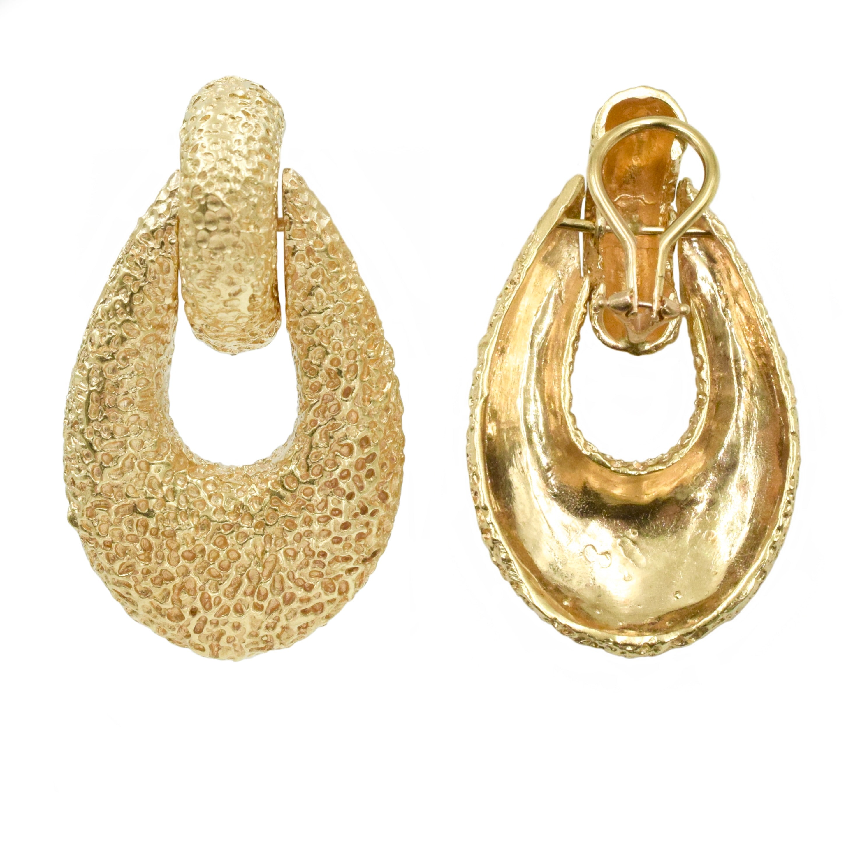 14k Yellow Gold Doorknocker Earrings