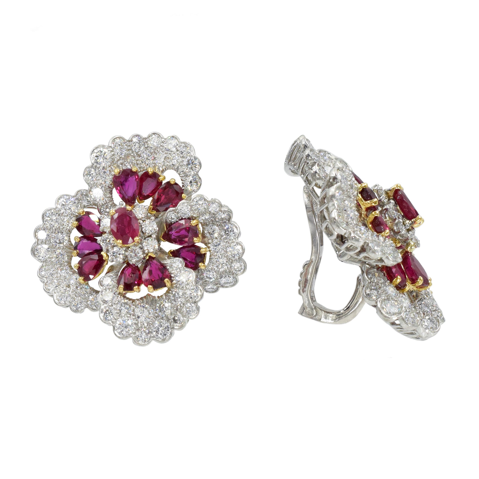Oscar Heyman Ruby & Diamond Earrings