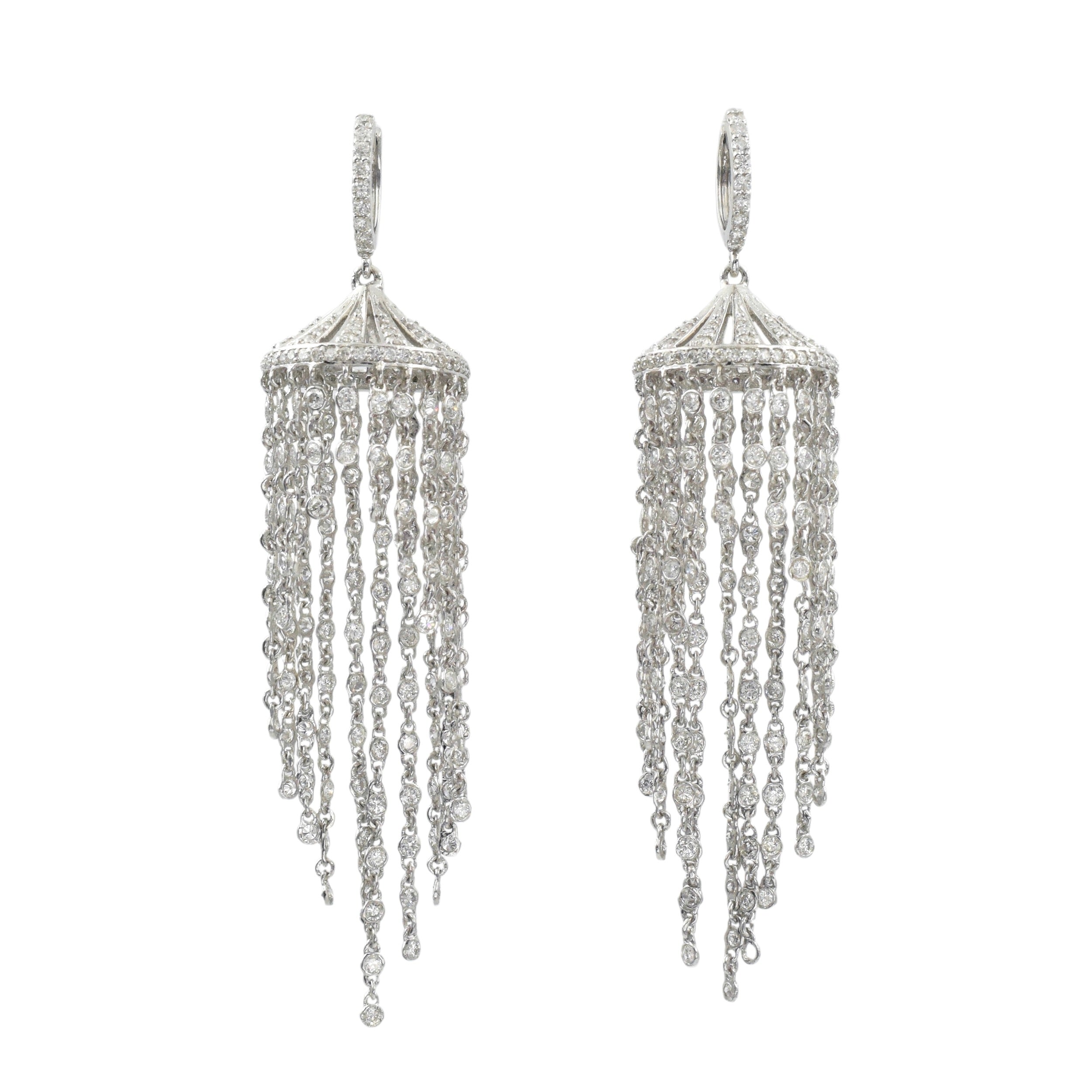 5.00ct Diamond Chandelier Earrings In 14k White Gold
