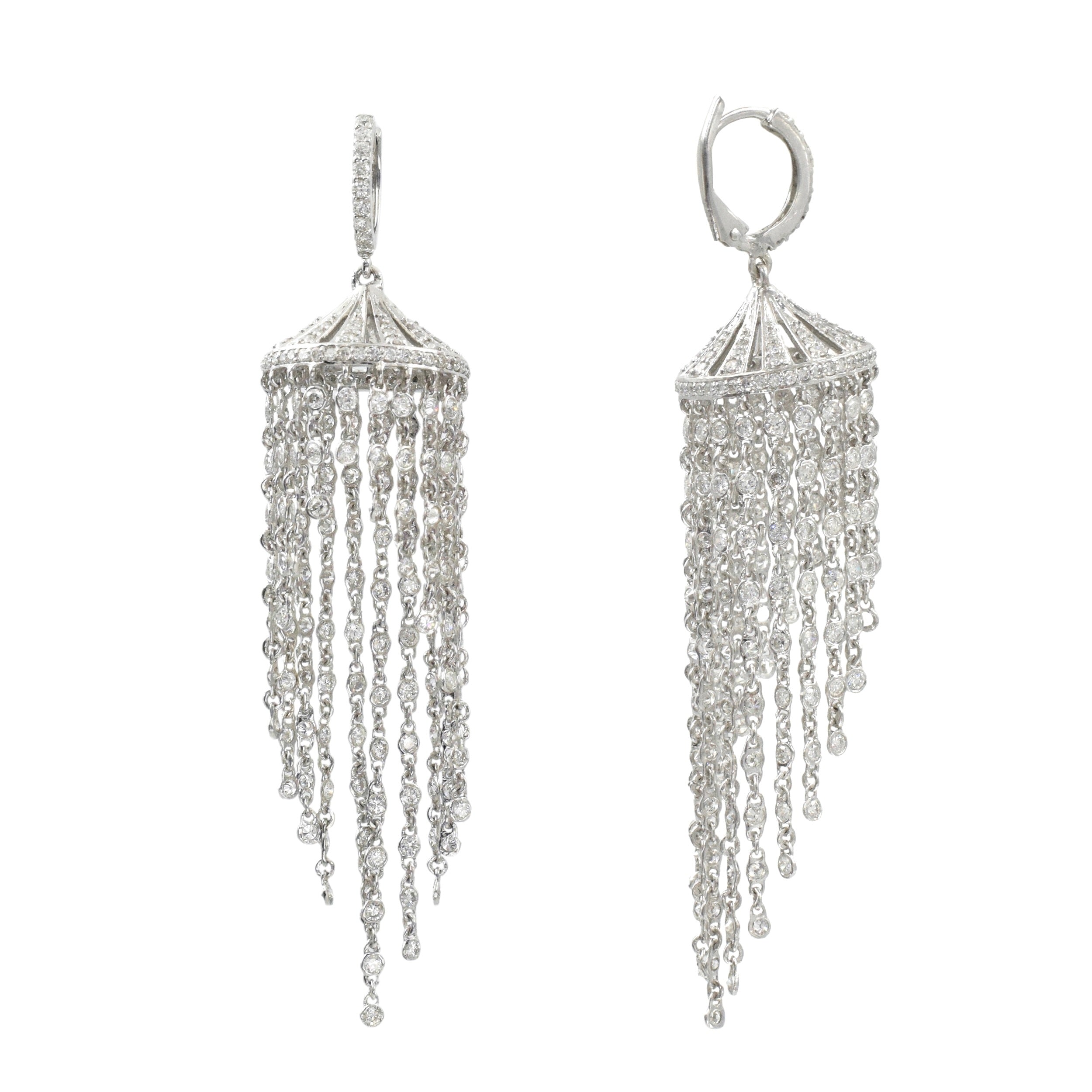 5.00ct Diamond Chandelier Earrings In 14k White Gold