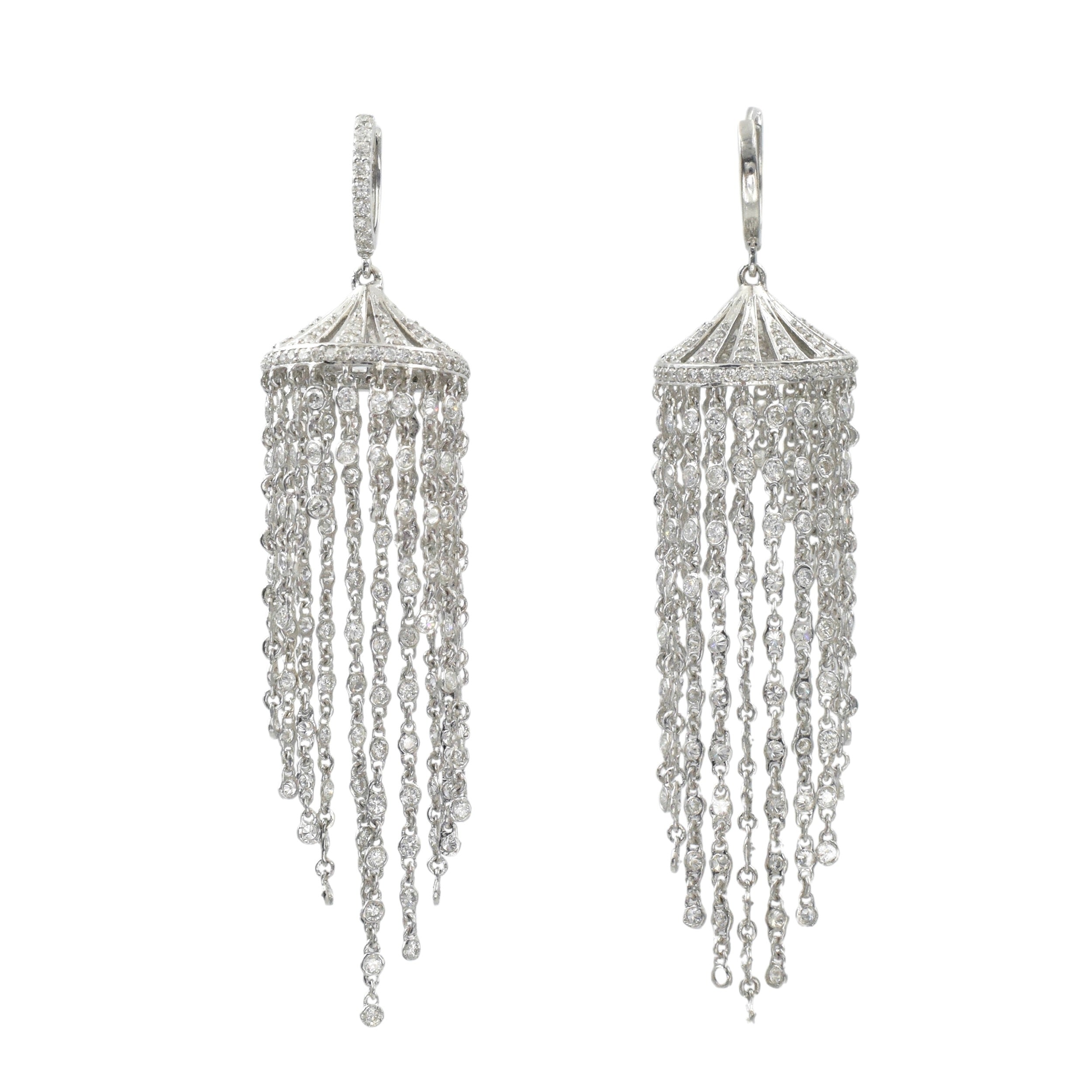 5.00ct Diamond Chandelier Earrings In 14k White Gold