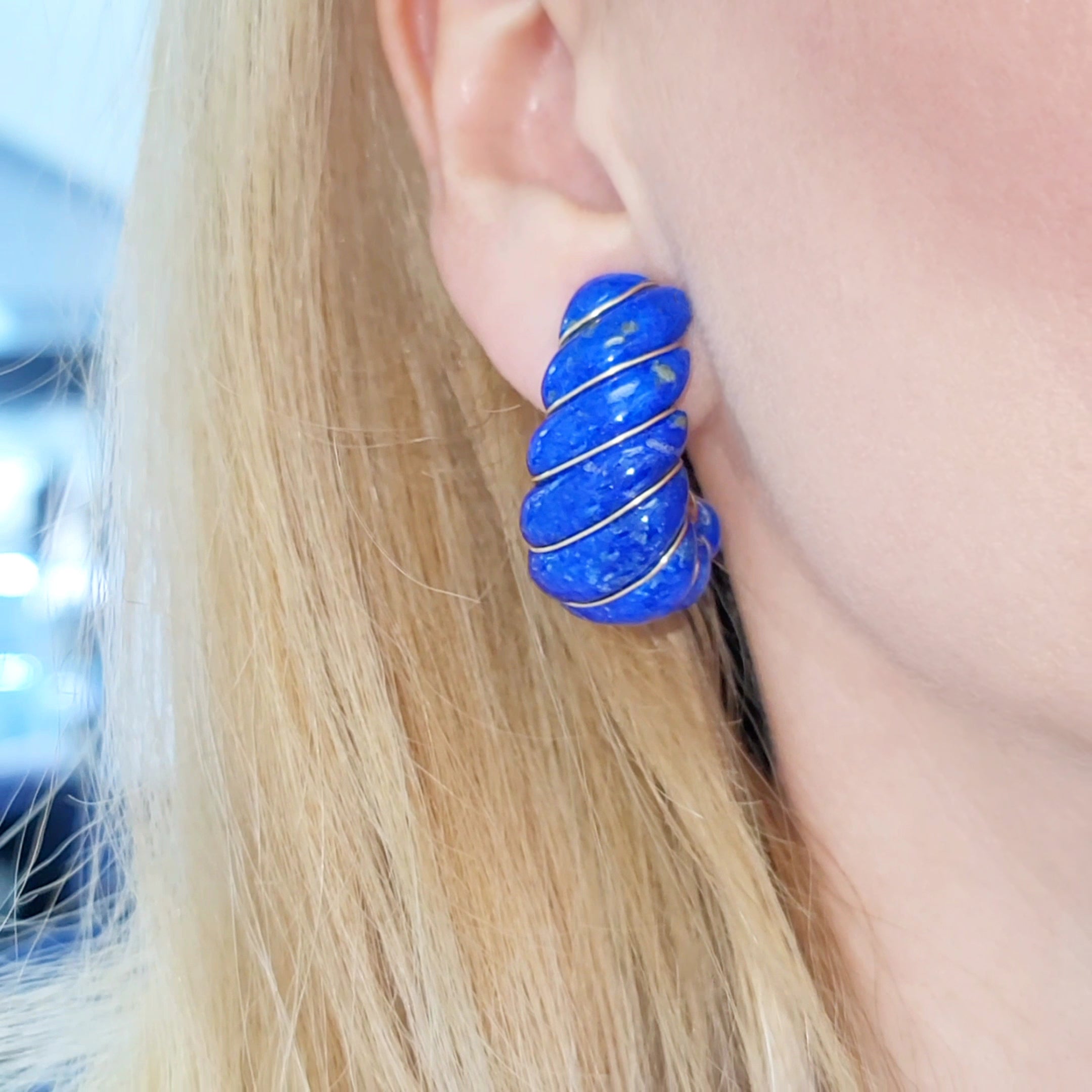 1970's Van Cleef & Arpels Lapis Lazuli Shrimp Earrings