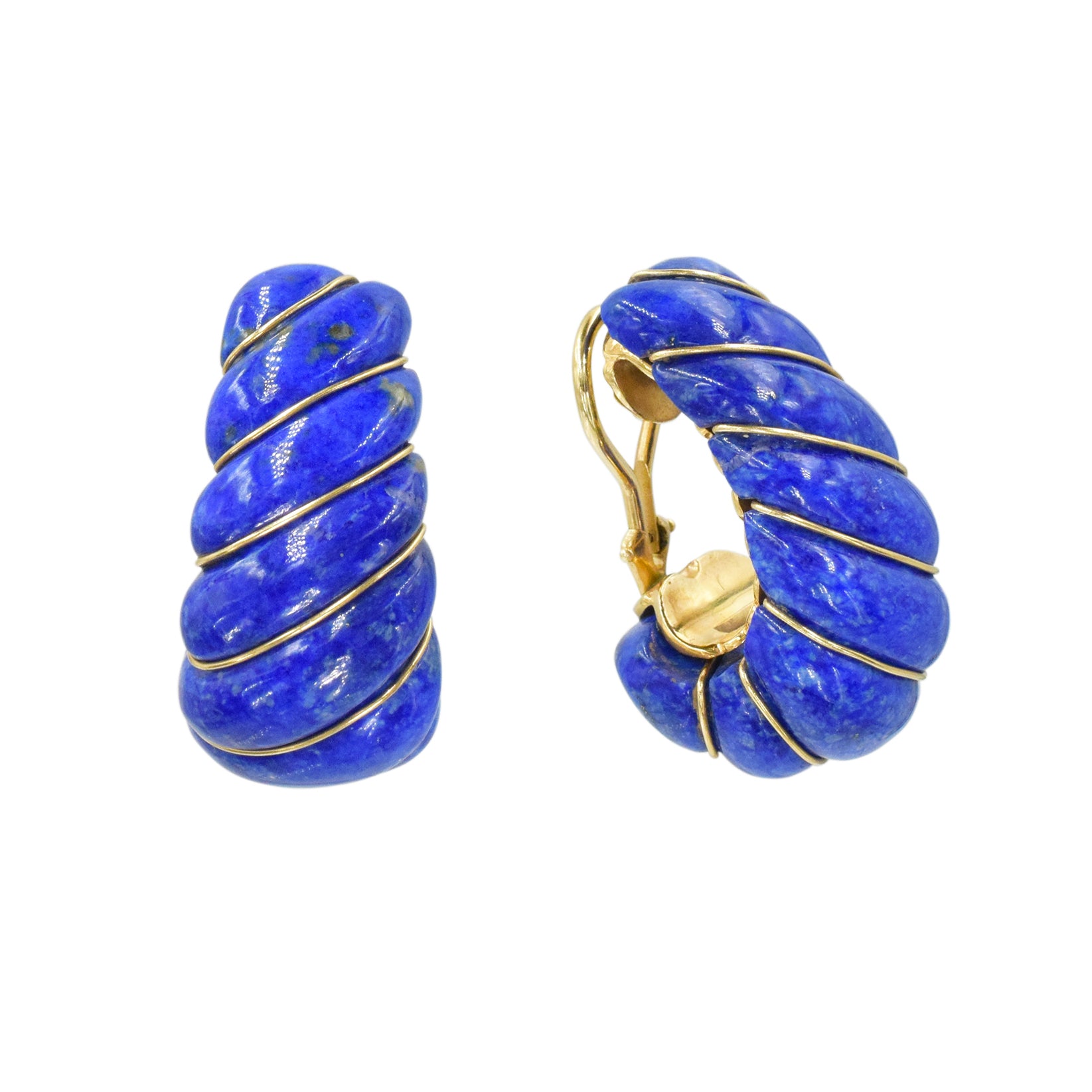 1970's Van Cleef & Arpels Lapis Lazuli Shrimp Earrings