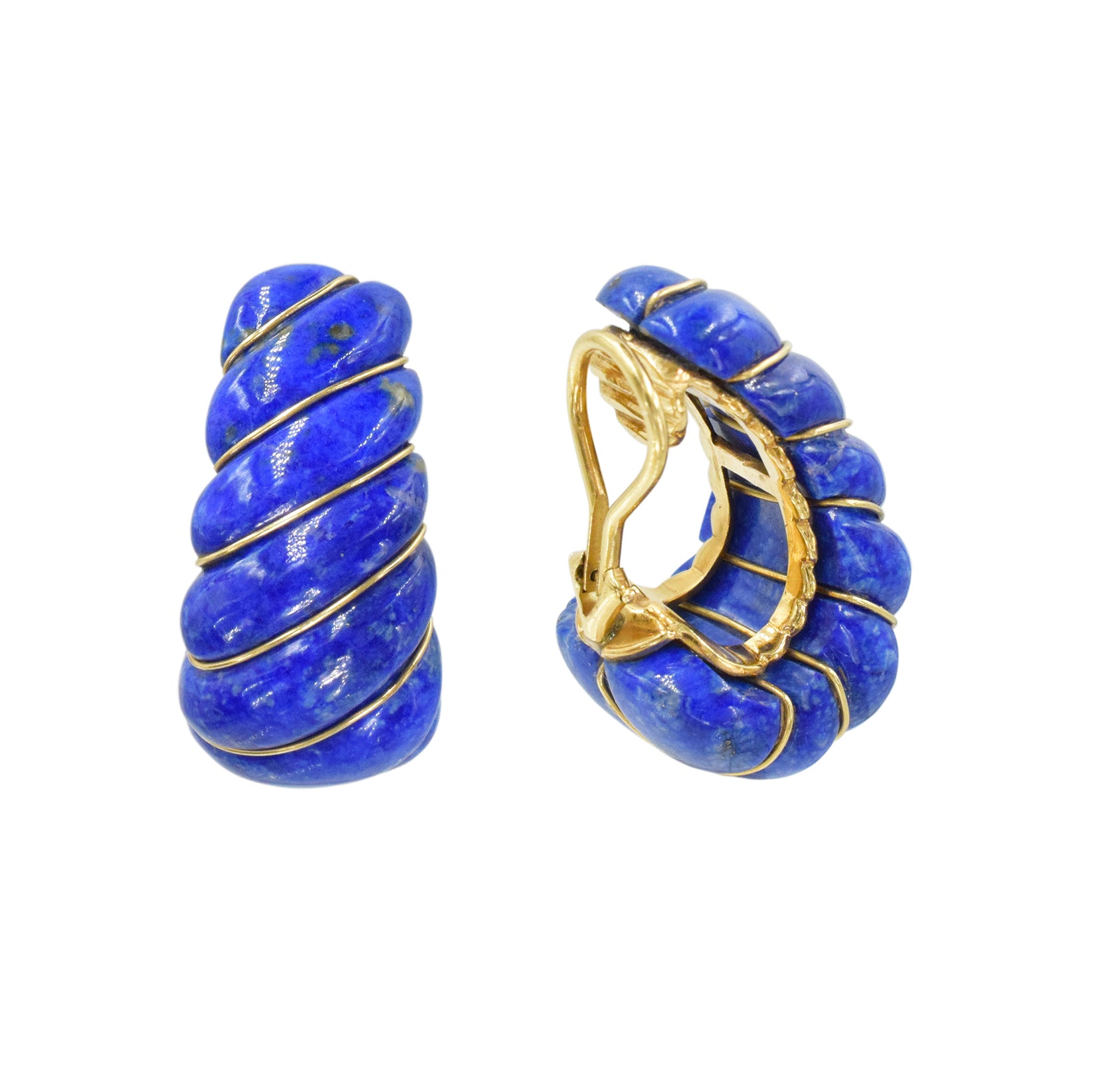 1970's Van Cleef & Arpels Lapis Lazuli Shrimp Earrings