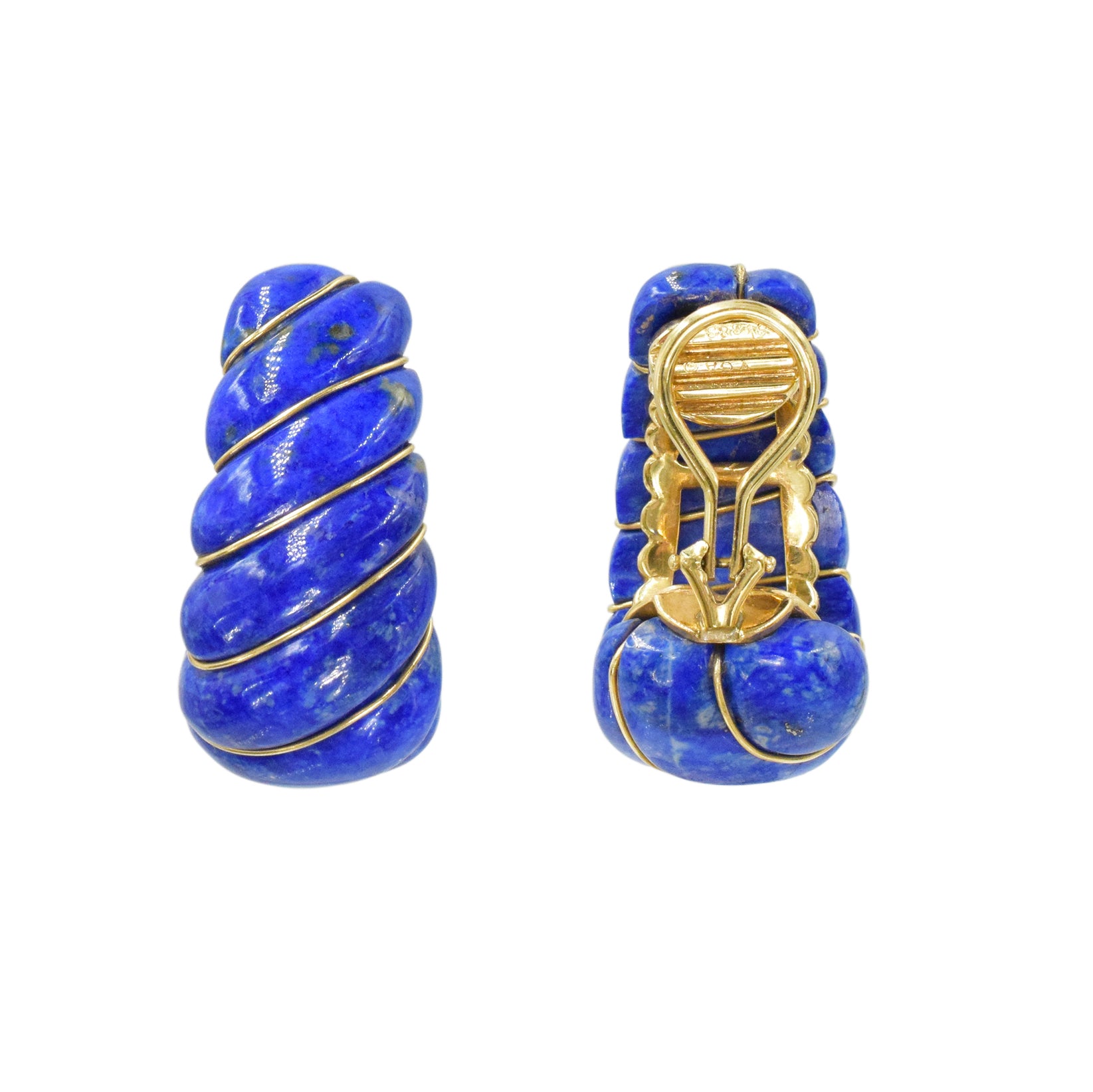 1970's Van Cleef & Arpels Lapis Lazuli Shrimp Earrings