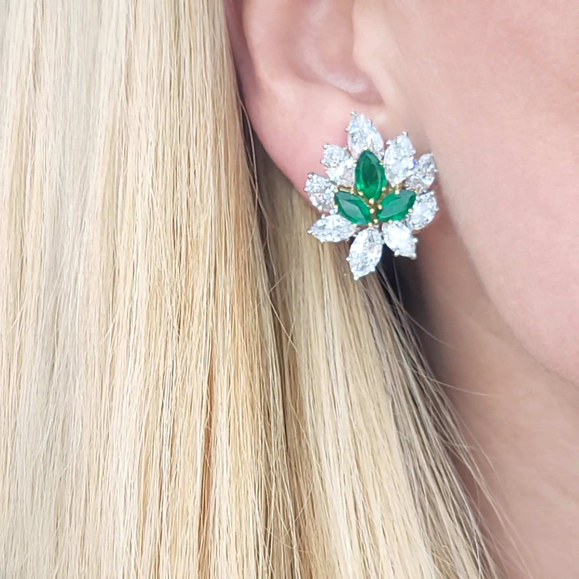 Harry Winston's Emerald & Diamond Cluster Earrings