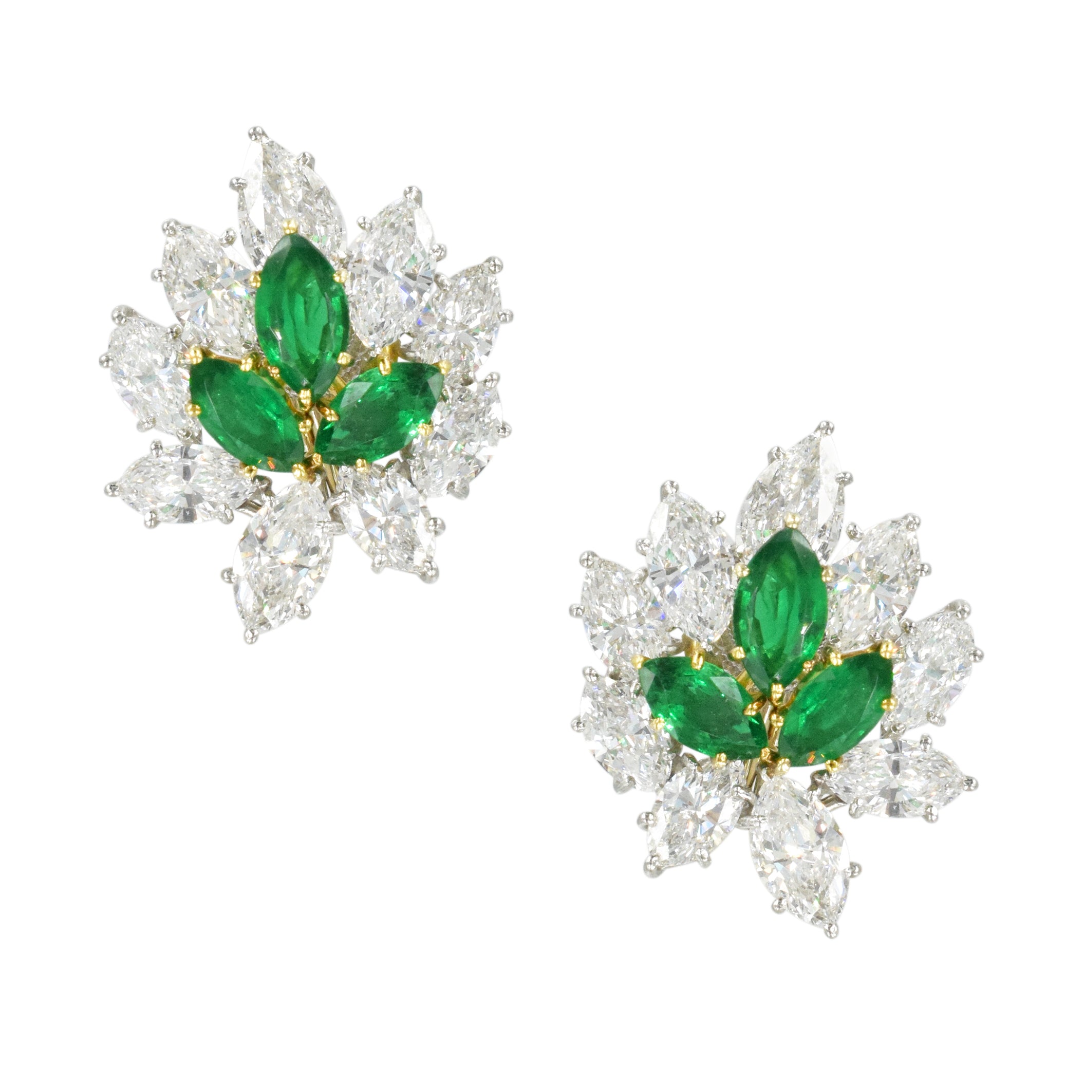Harry Winston's Emerald & Diamond Cluster Earrings