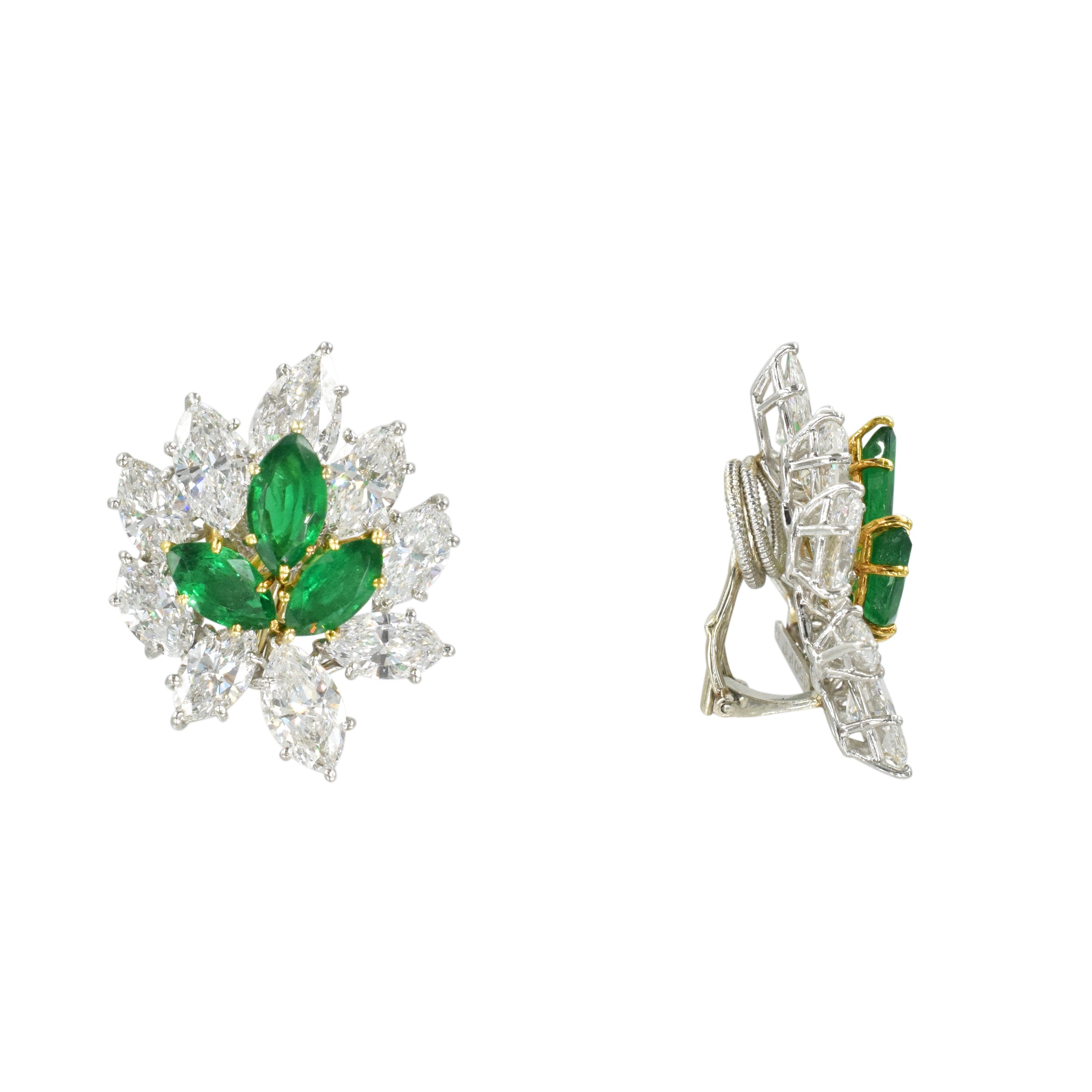 Harry Winston's Emerald & Diamond Cluster Earrings