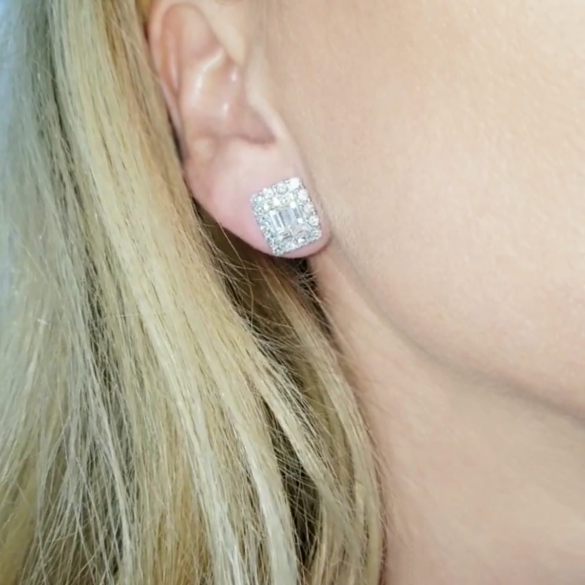 2.86ct Diamond Cluster Earrings In 18k White Gold