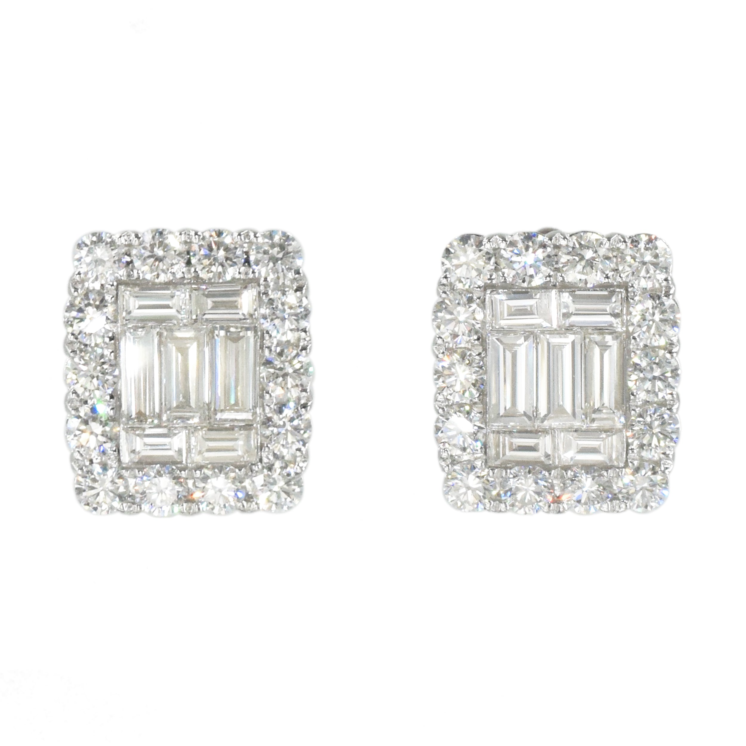 2.86ct Diamond Cluster Earrings In 18k White Gold