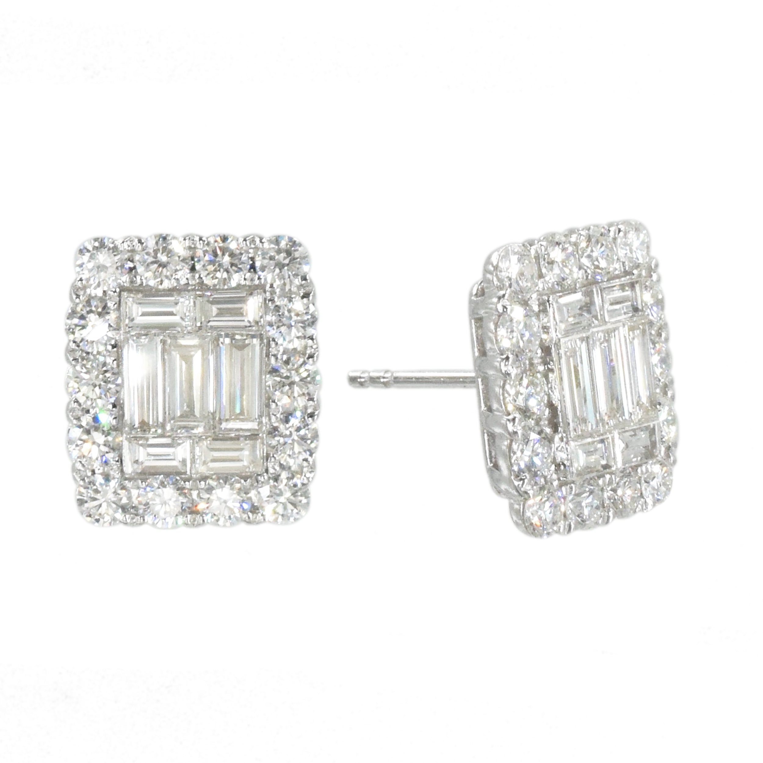 2.86ct Diamond Cluster Earrings In 18k White Gold