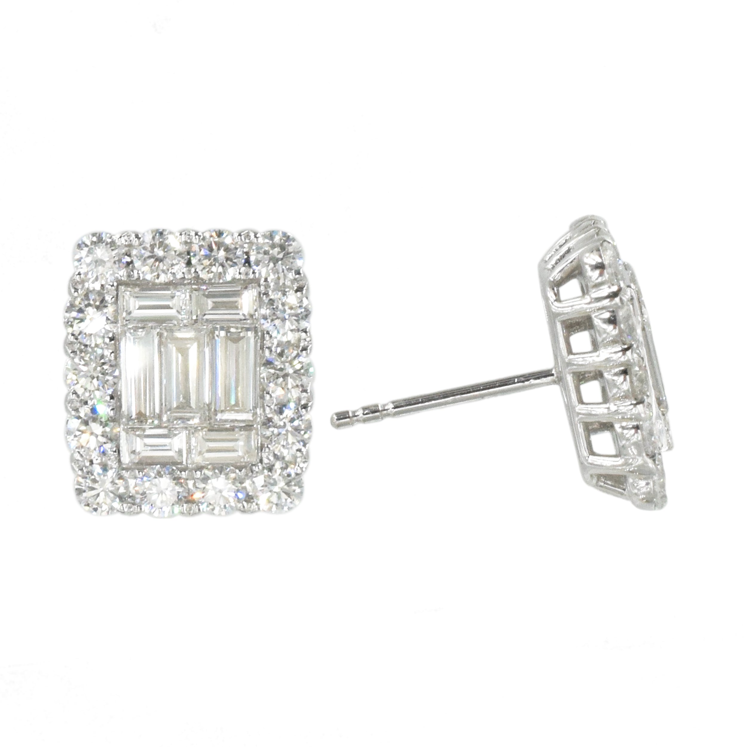 2.86ct Diamond Cluster Earrings In 18k White Gold