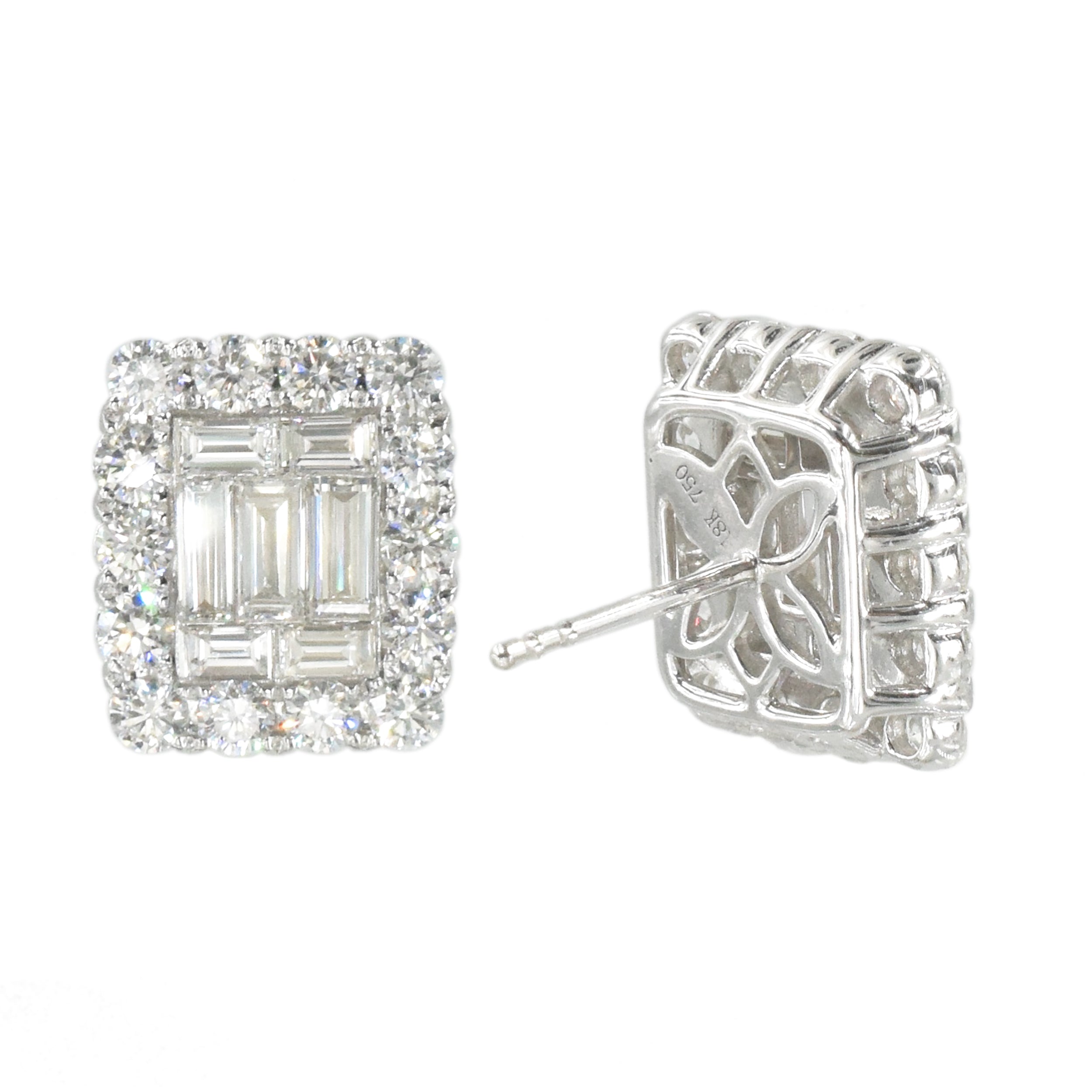 2.86ct Diamond Cluster Earrings In 18k White Gold