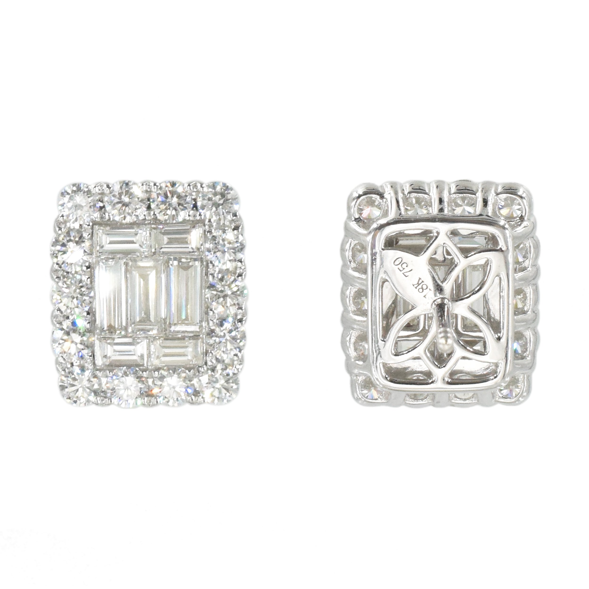 2.86ct Diamond Cluster Earrings In 18k White Gold