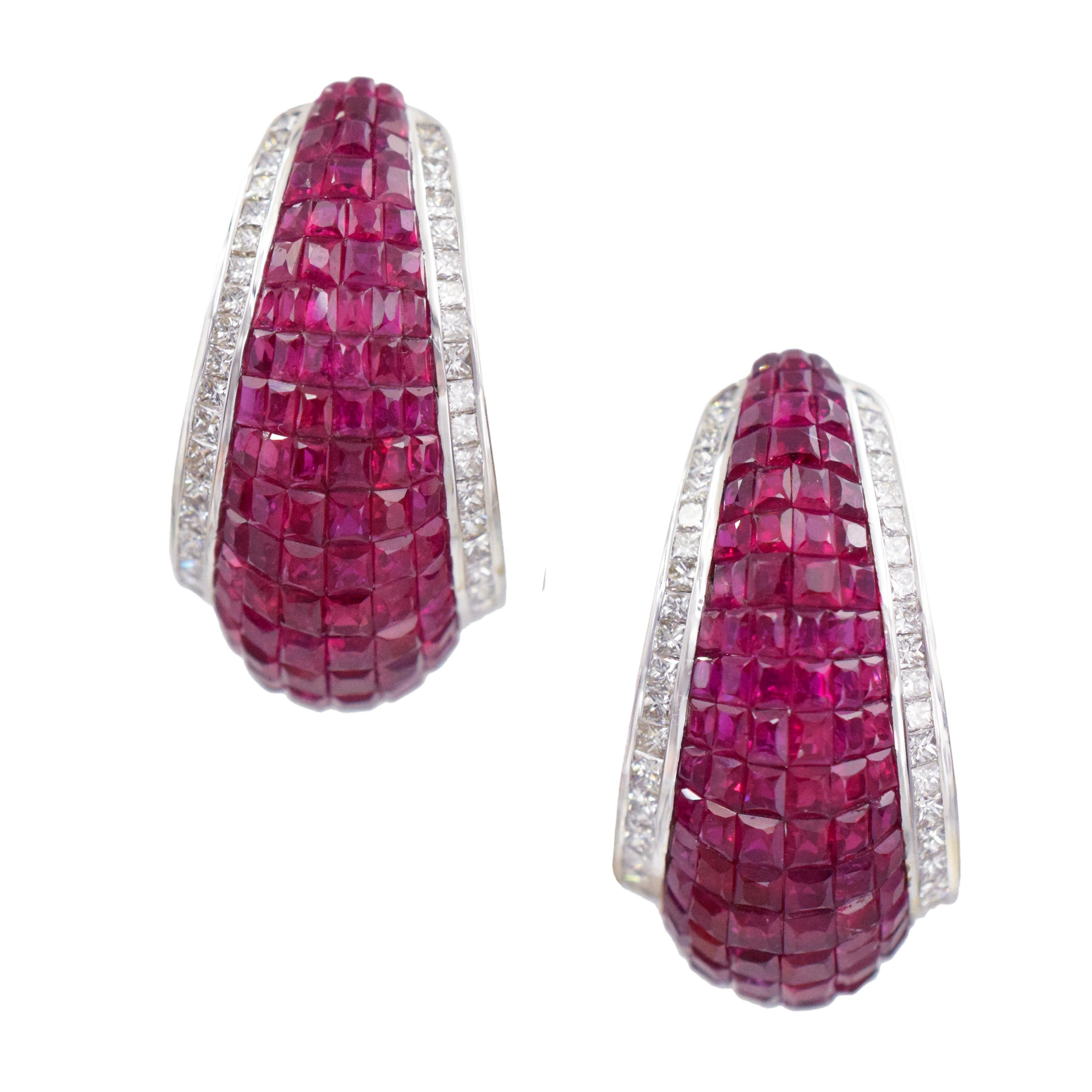 Ruby & Diamond Invisibly Set Inside Out Hoops