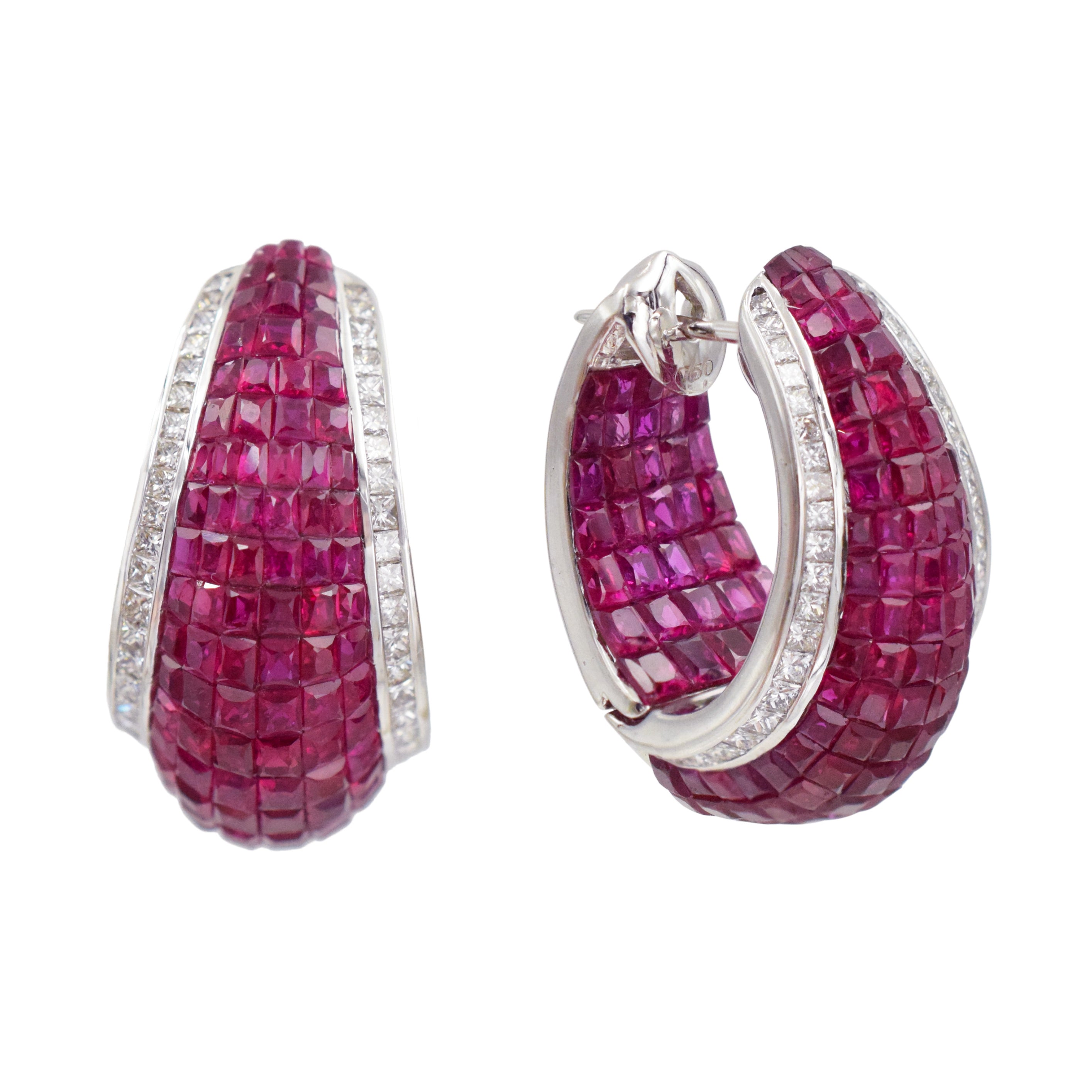 Ruby & Diamond Invisibly Set Inside Out Hoops
