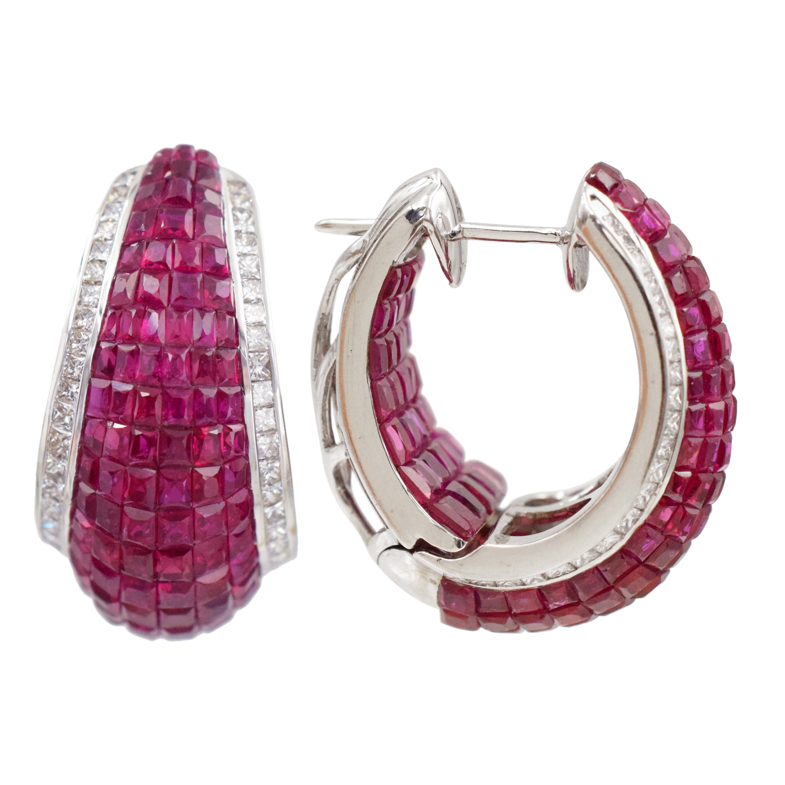 Ruby & Diamond Invisibly Set Inside Out Hoops