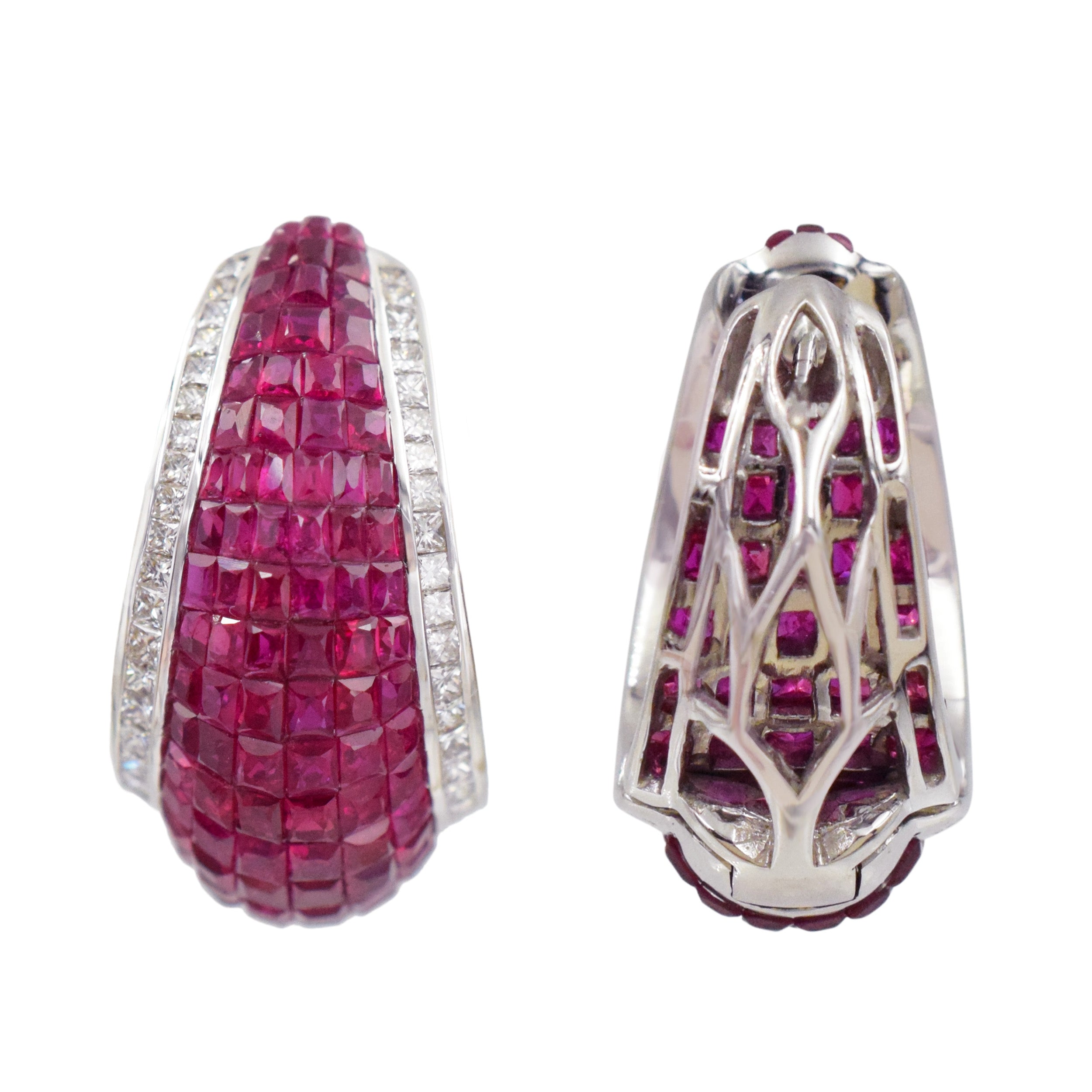Ruby & Diamond Invisibly Set Inside Out Hoops