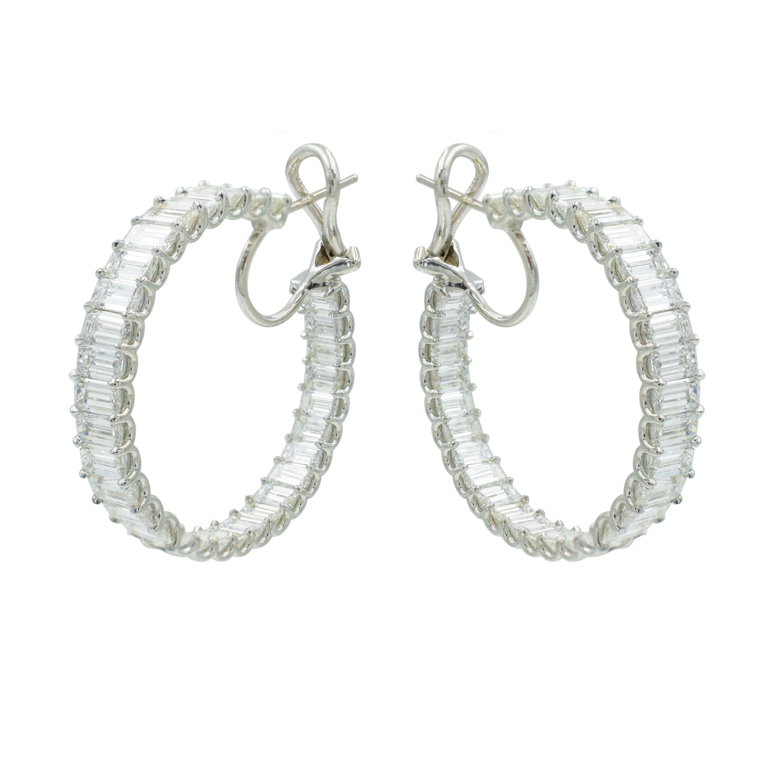 13.19ct Emerald Cut Diamond Hoops