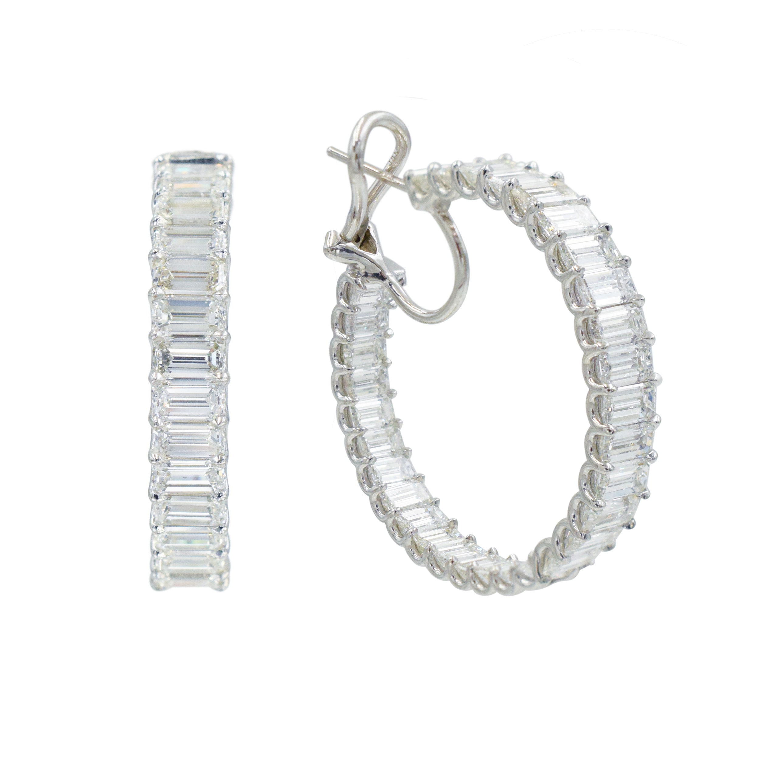 13.19ct Emerald Cut Diamond Hoops