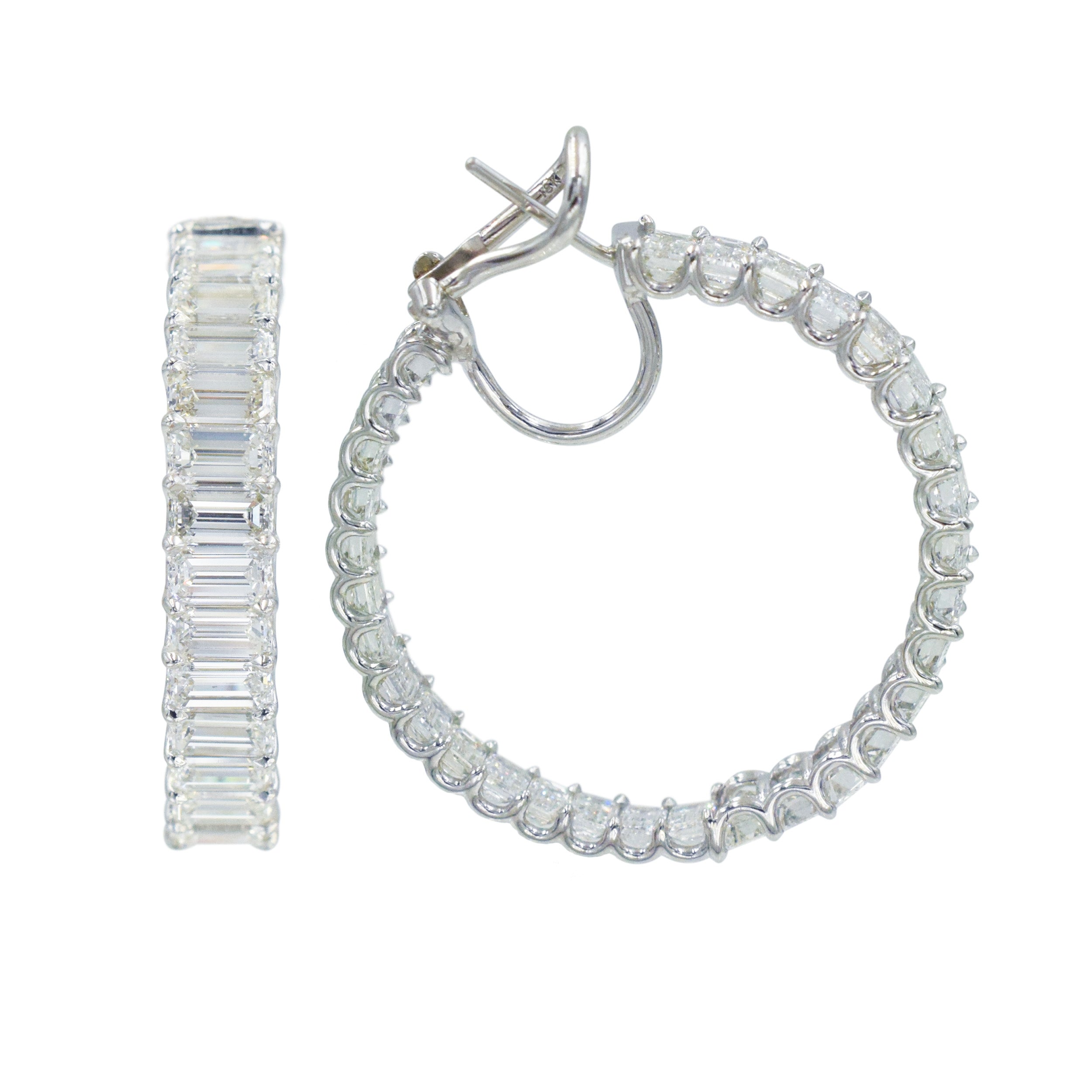 13.19ct Emerald Cut Diamond Hoops