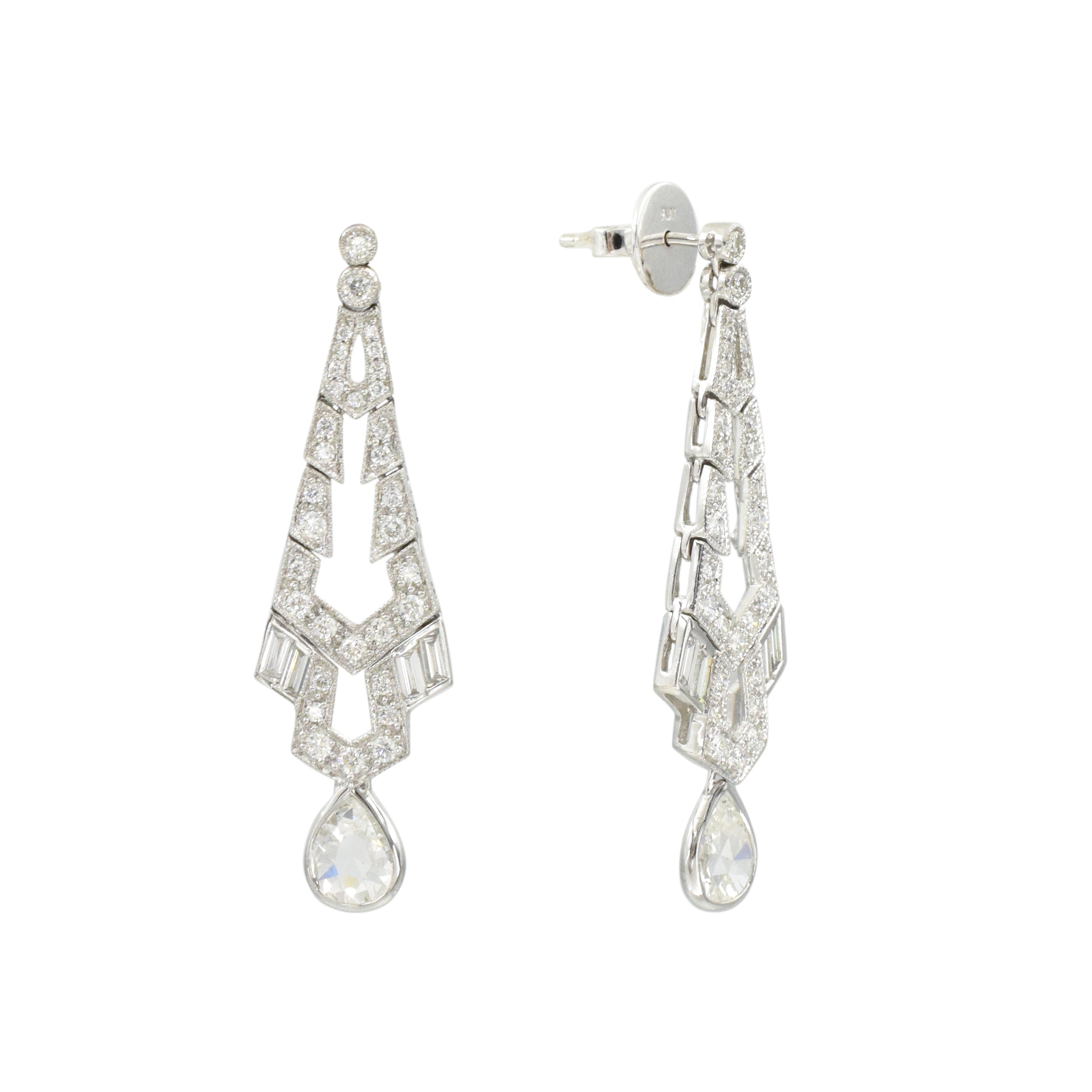 2.19ct Diamond Art Deco Inspired Earrings